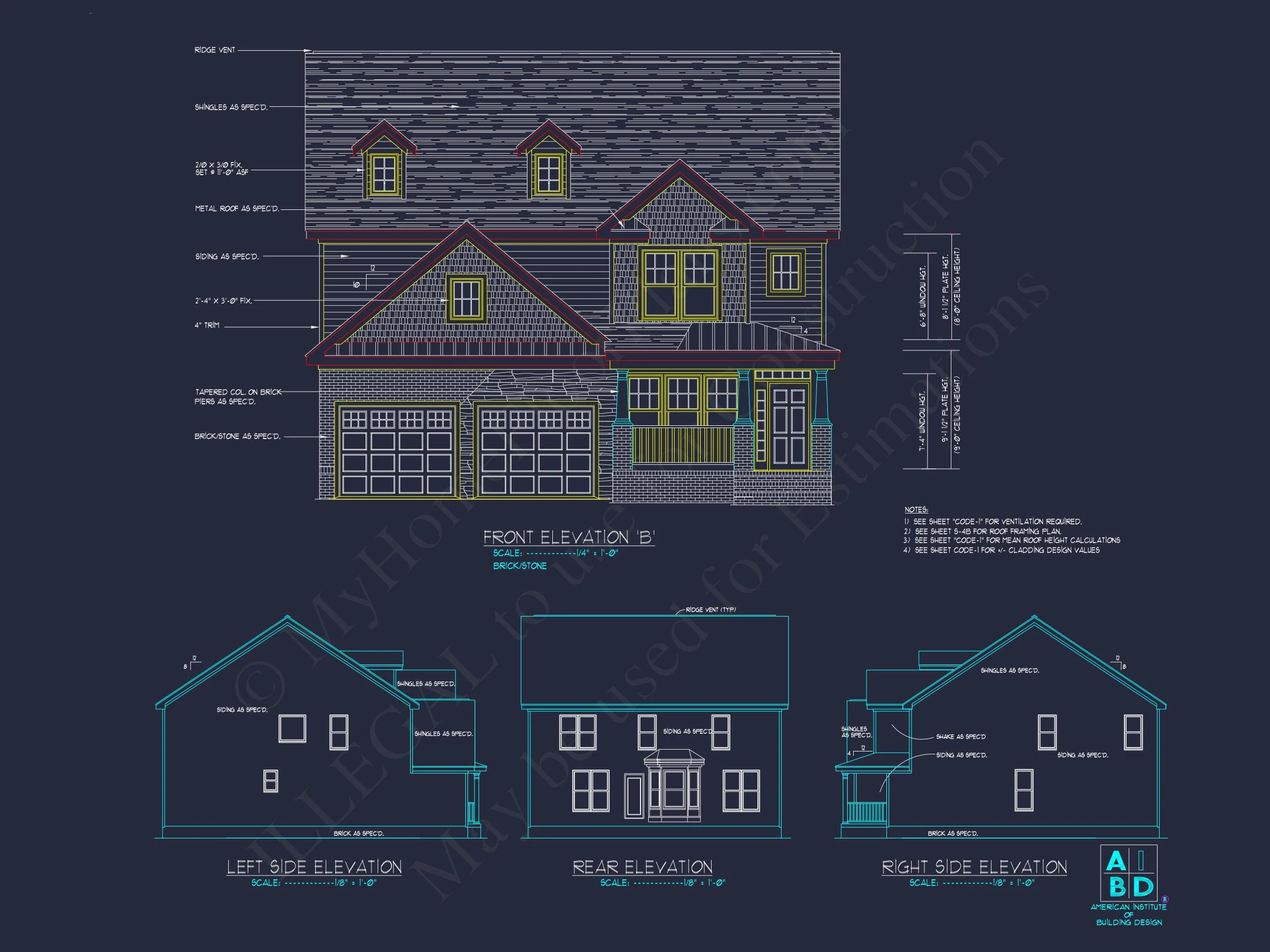 8-1694 HOUSE PLAN - Modern Craftsman House Plan: CAD Blueprint for 2-Story Design 3 Modern Craftsman house Plan: CAD Blueprint for 2-Story Design