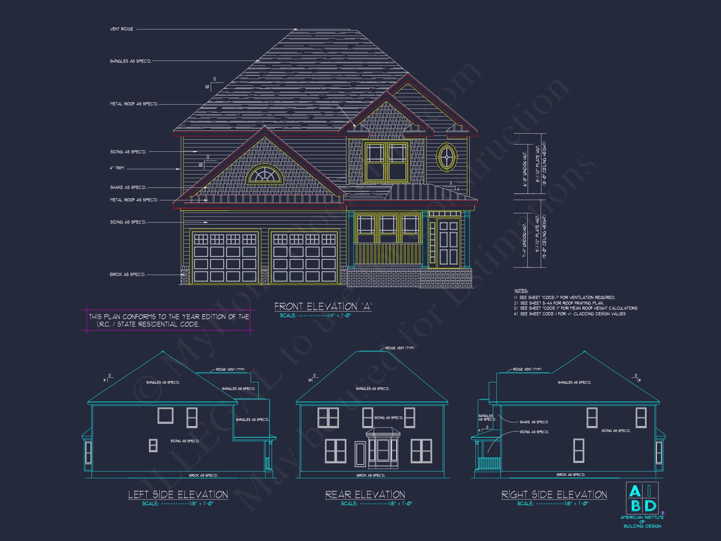 8-1694 HOUSE PLAN - Modern Craftsman House Plan: CAD Blueprint for 2-Story Design 2 Modern Craftsman house Plan: CAD Blueprint for 2-Story Design