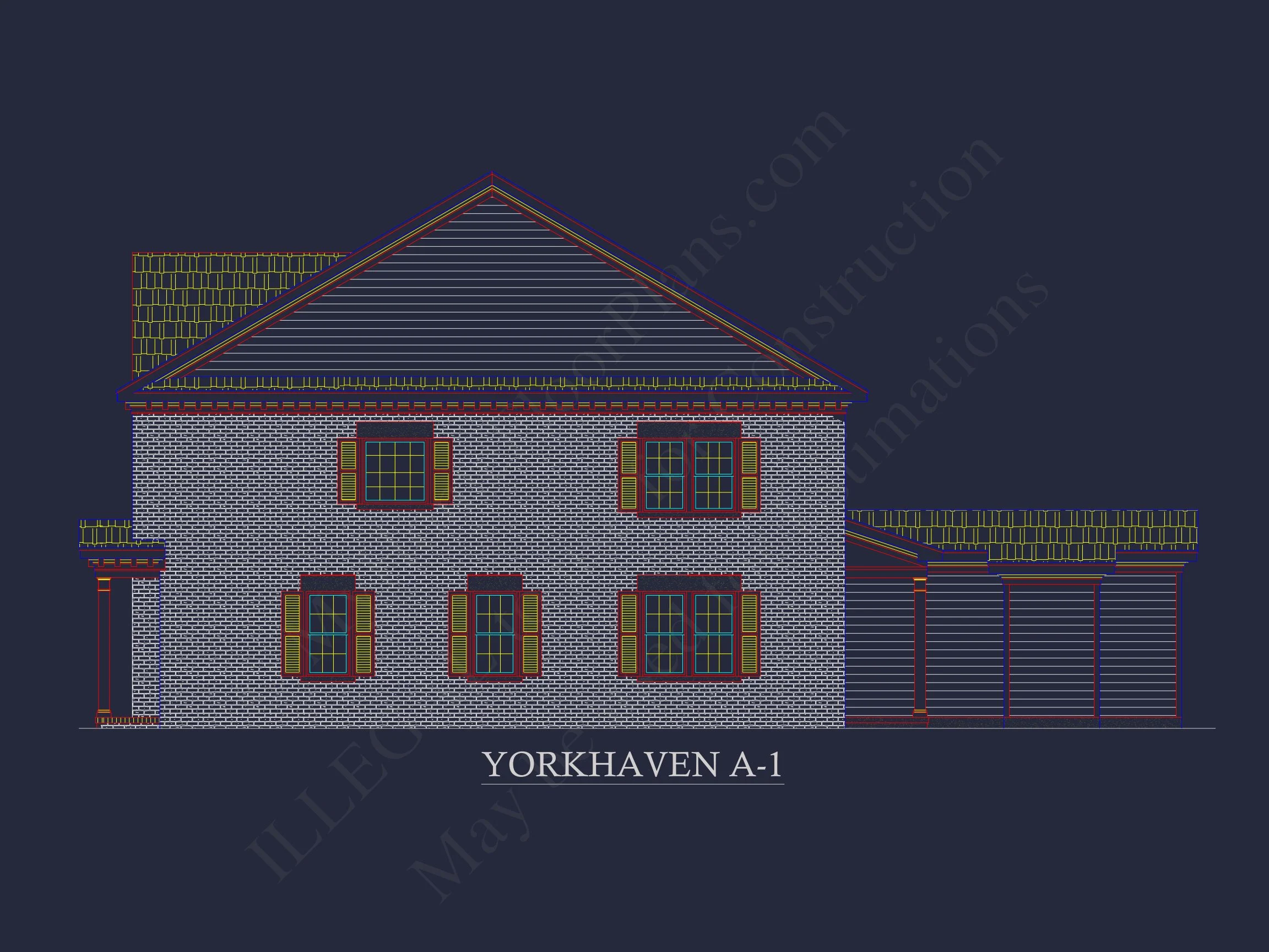 8-1609 HOUSE PLAN - Charming Colonial Revival Townhouse | Floor Plan, CAD & Design 4 Charming Colonial Revival Townhome