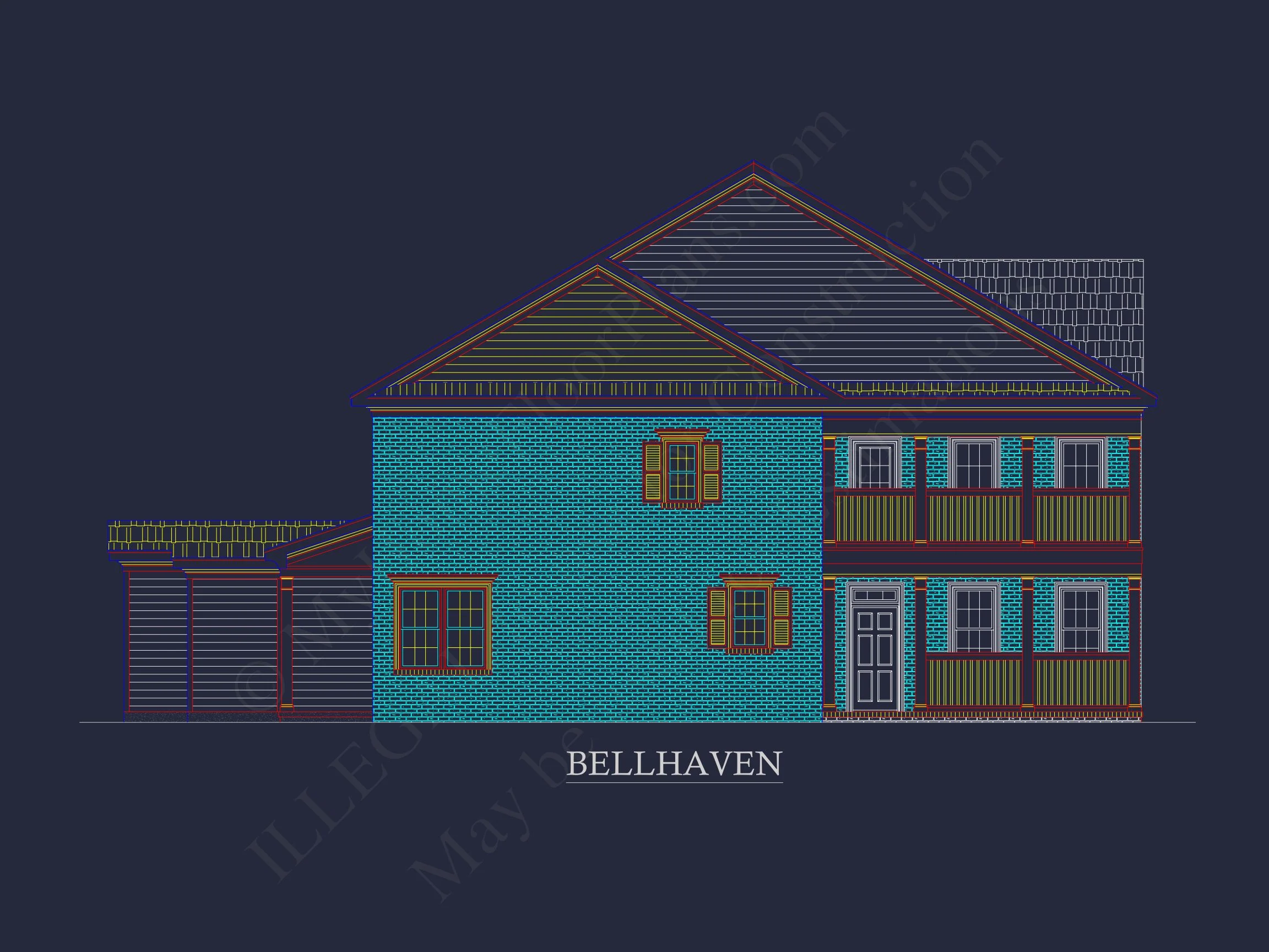 8-1609 HOUSE PLAN - Charming Colonial Revival Townhouse | Floor Plan, CAD & Design 3 Floor Plan, CAD & Design