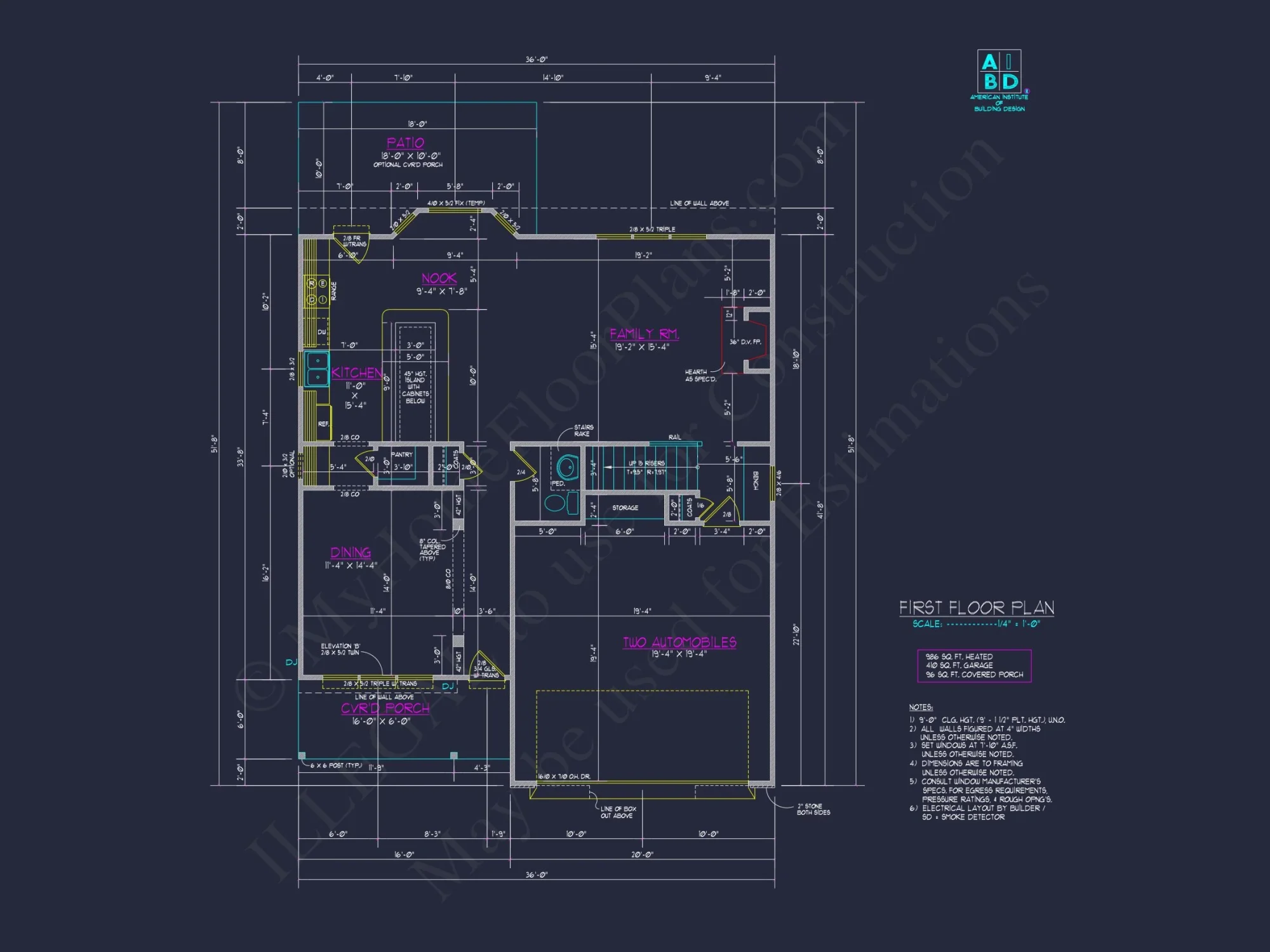 Modern Craftsman house Plan with 2 Floors and CAD Designs