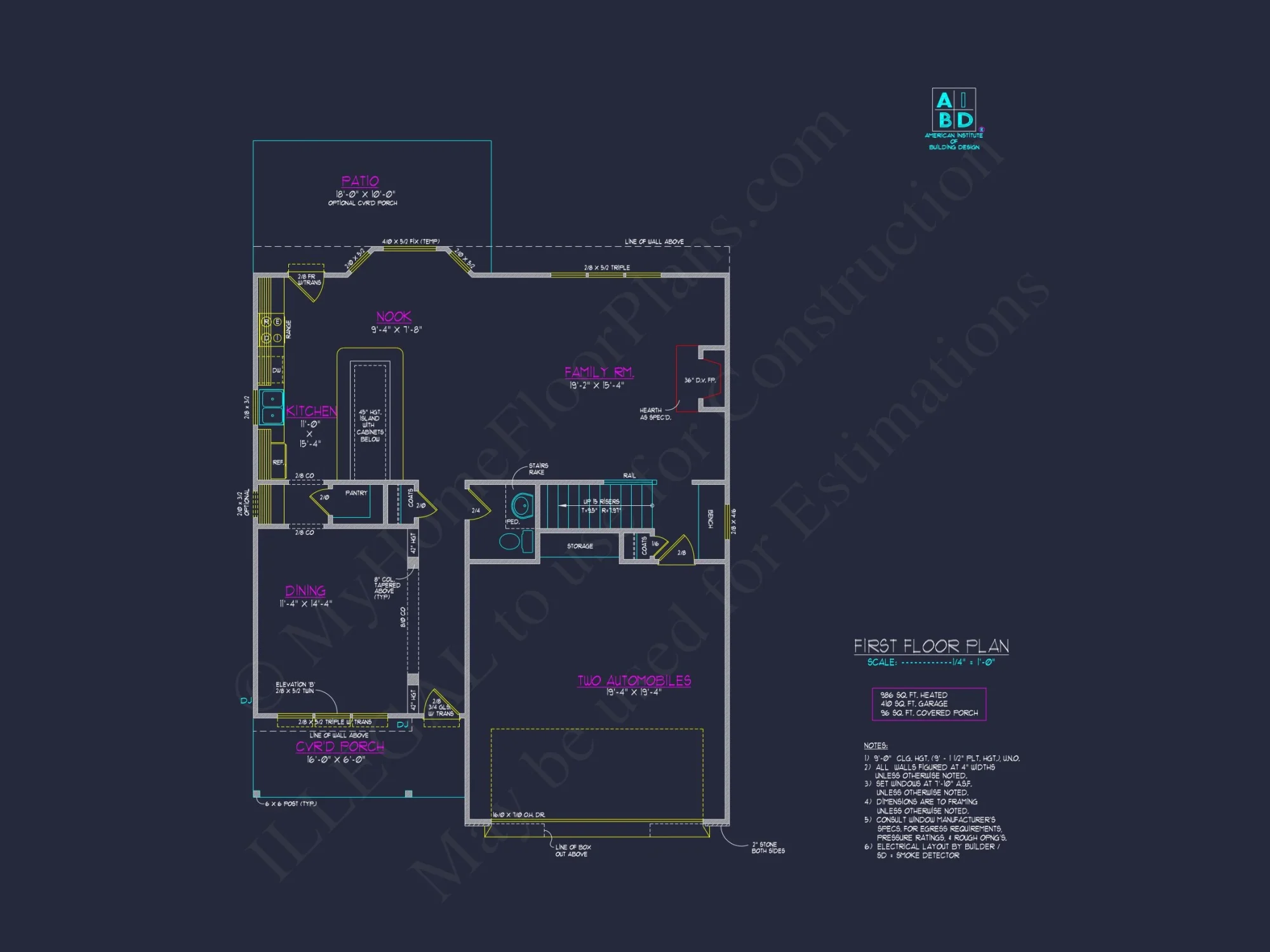 Modern Craftsman house Plan with 2 Floors and CAD Designs
