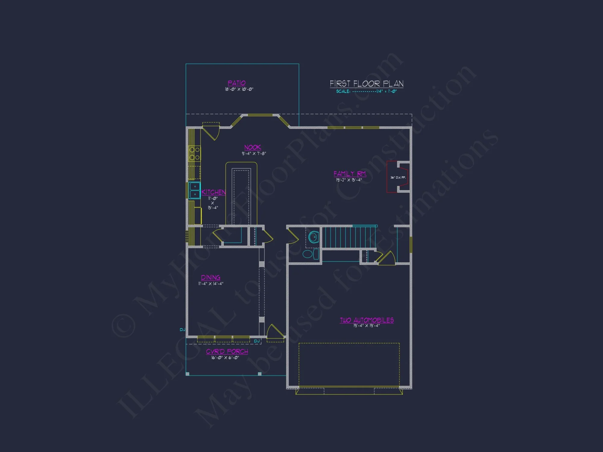 Modern Craftsman house Plan with 2 Floors and CAD Designs