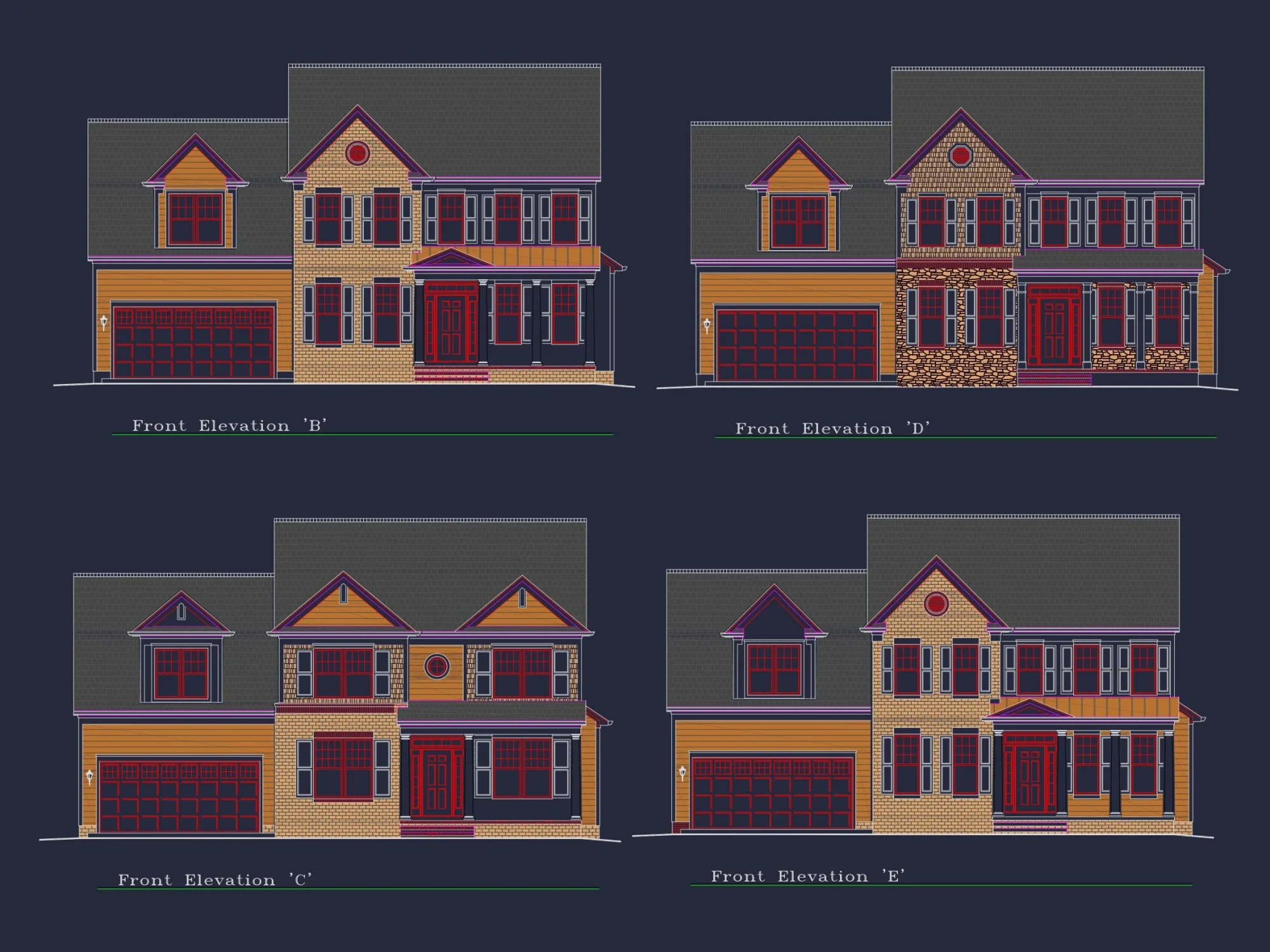 Beautiful 4-Bedroom house Plan with CAD Designs & 2-Car Garage