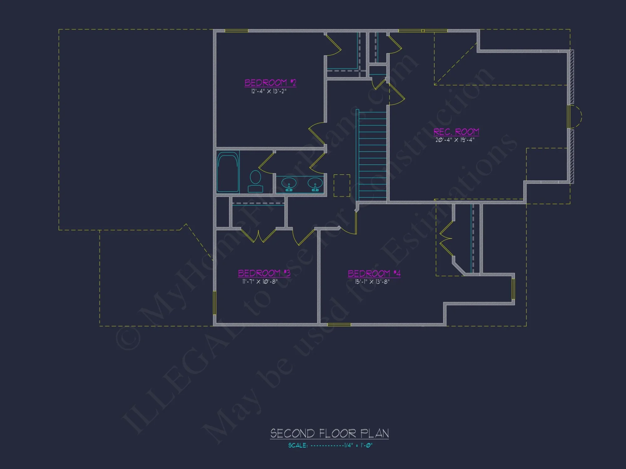 Spacious 4-Bedroom house Plan with CAD Designs and Floor Blueprints