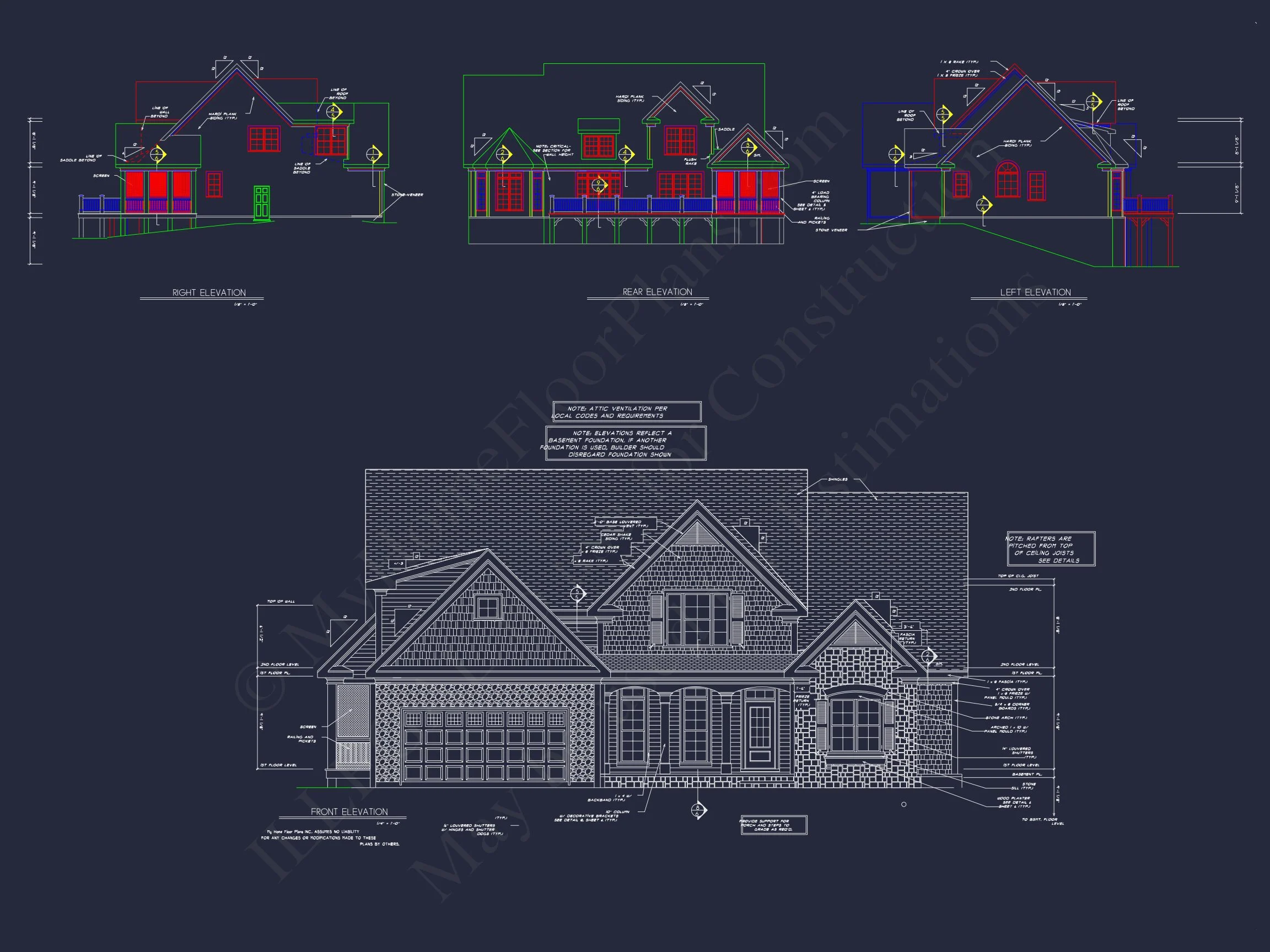8-1244 HOUSE PLAN - 3 Bed • 2.5 Bath • 2,460 Sq Ft New American Home Plan—bonus room, porches, 2-car garage 16 Elegant 2-Story house Plan with CAD Designs and Floor Blueprint