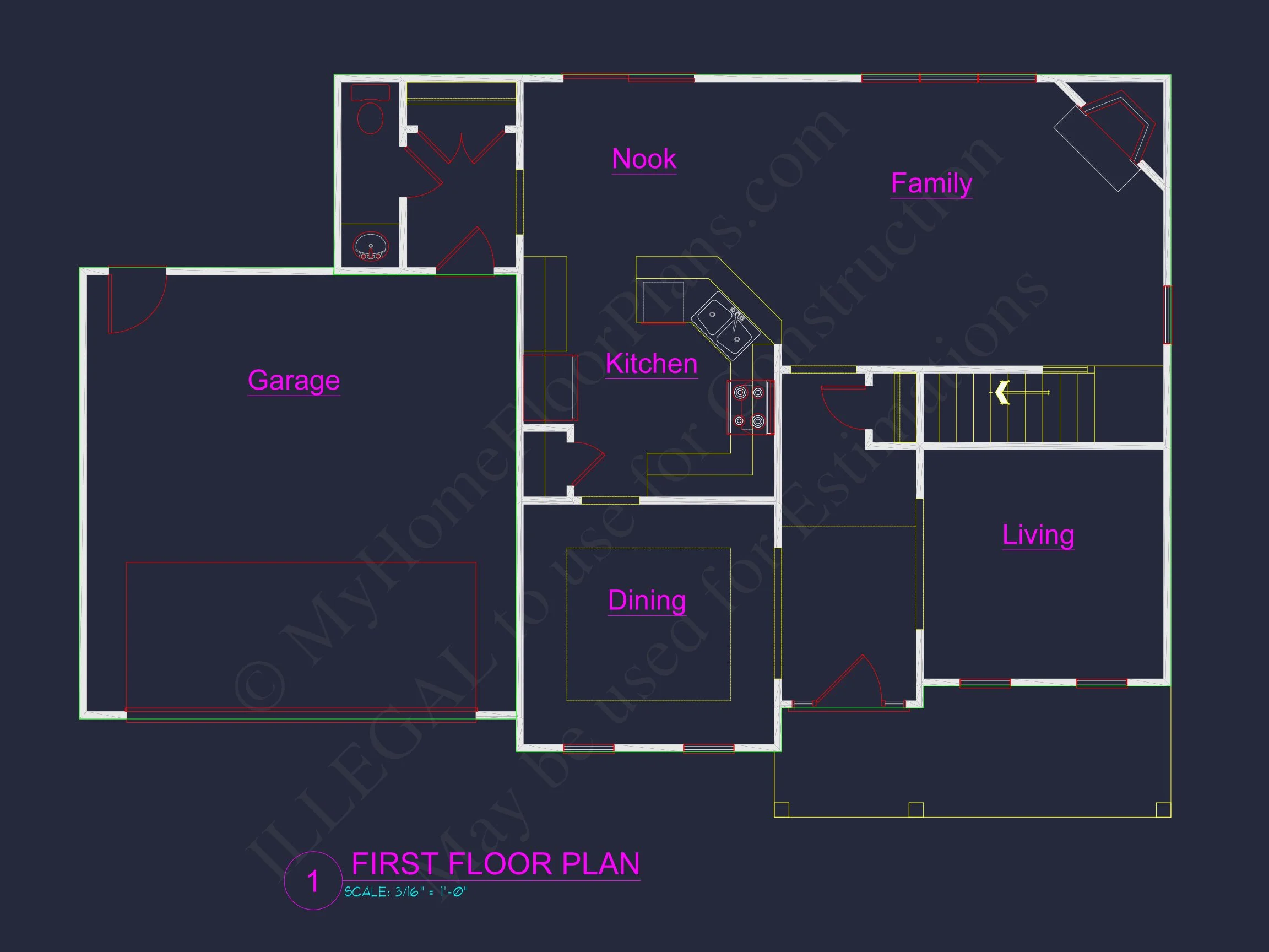 8-1228 HOUSE PLAN - Modern Family House Plan with CAD Blueprint Designs 6 Modern Family house Plan with CAD Blueprint Designs