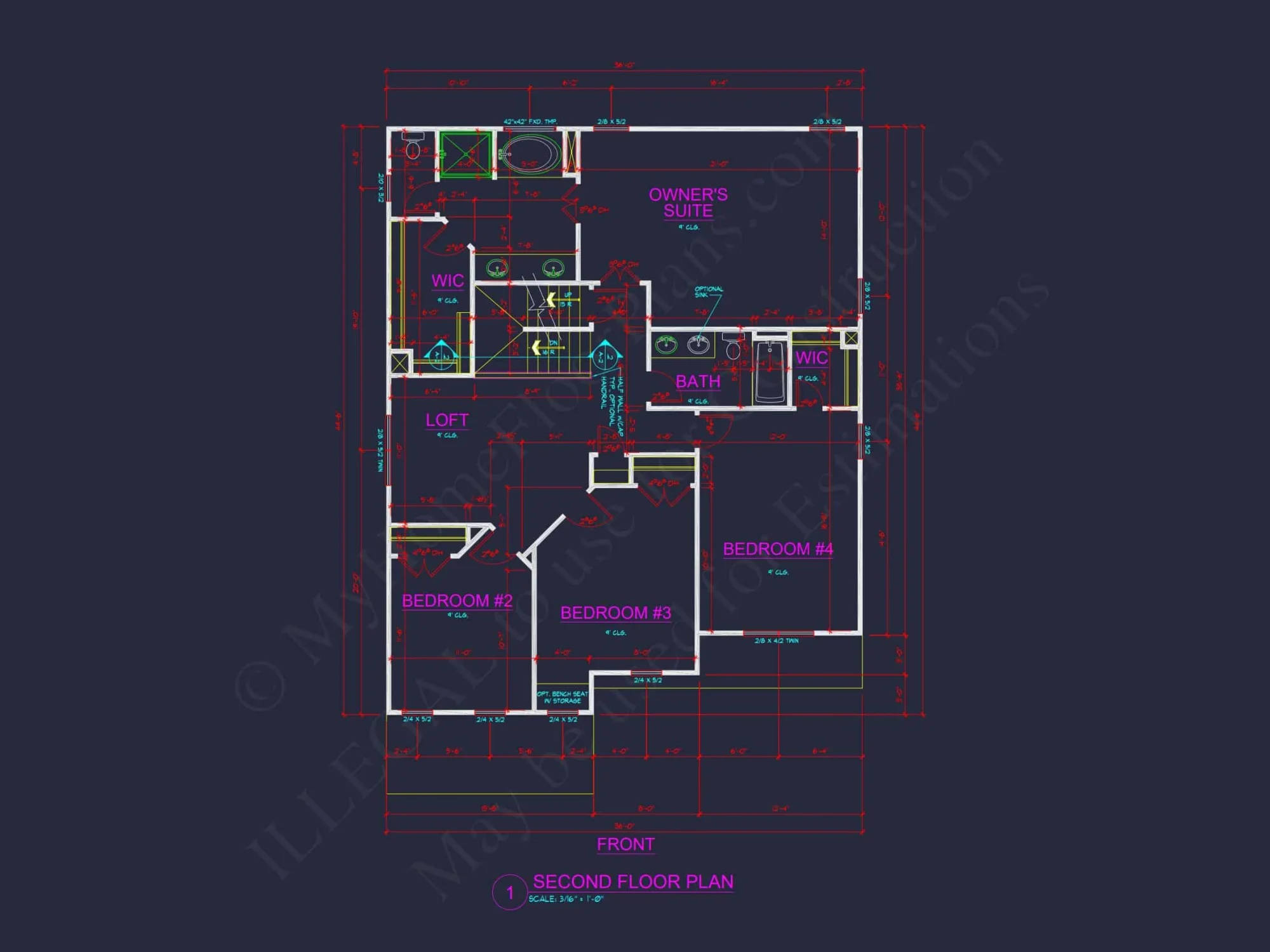 Modern Suburban house Plan with 4 Bedrooms and CAD Designs
