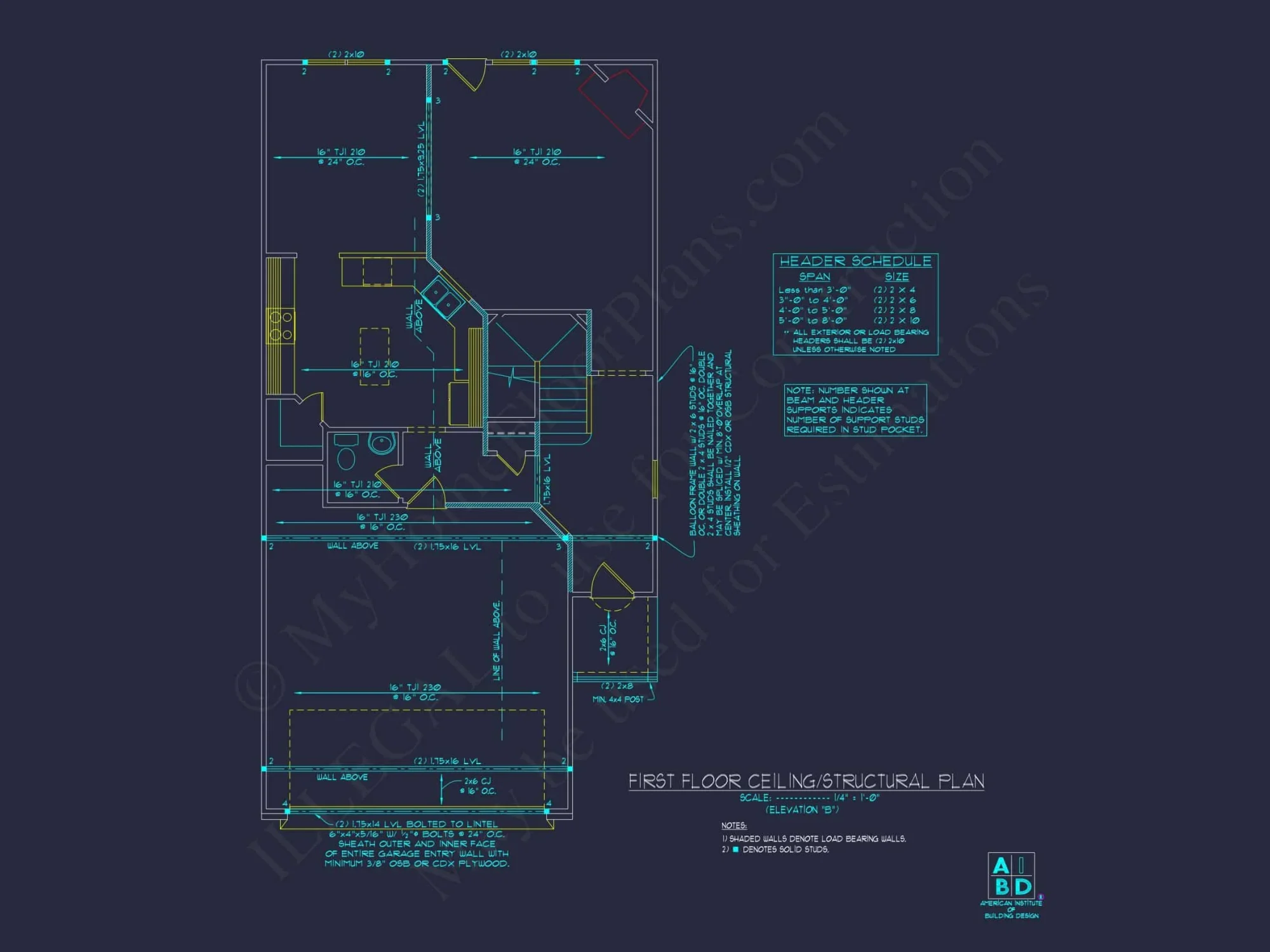 Craftsman house Plan with 2 Floors and CAD Blueprint Designs