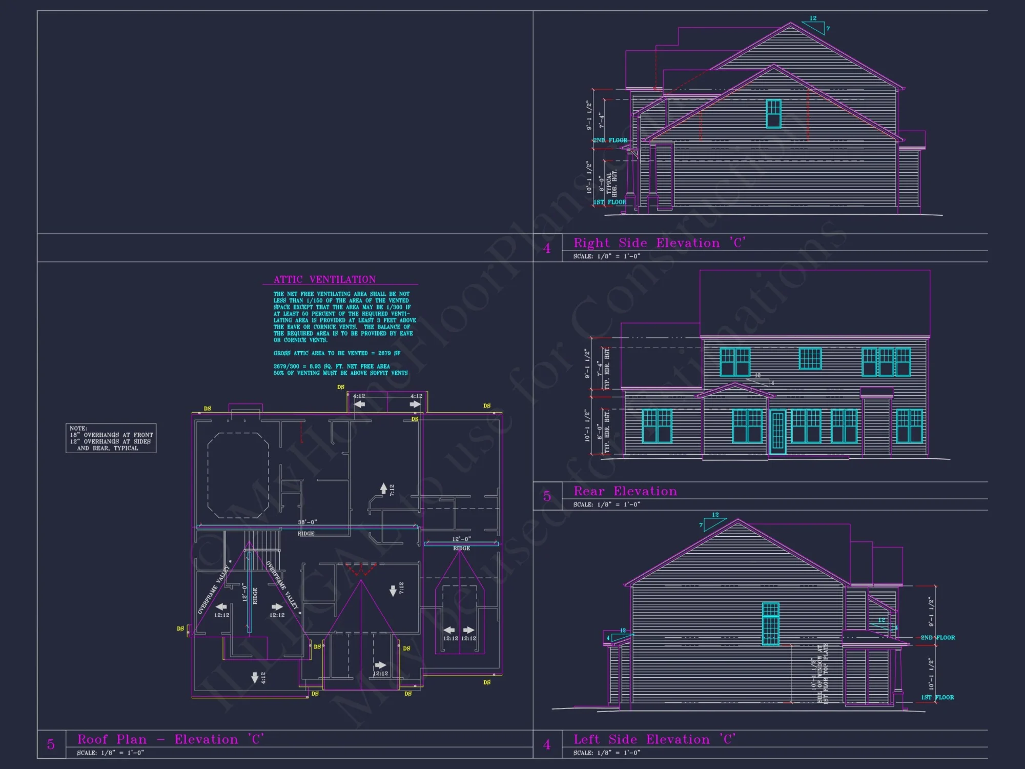 Spacious 3-Story house Plan with 4 Beds, 3-Car Garage & CAD Designs