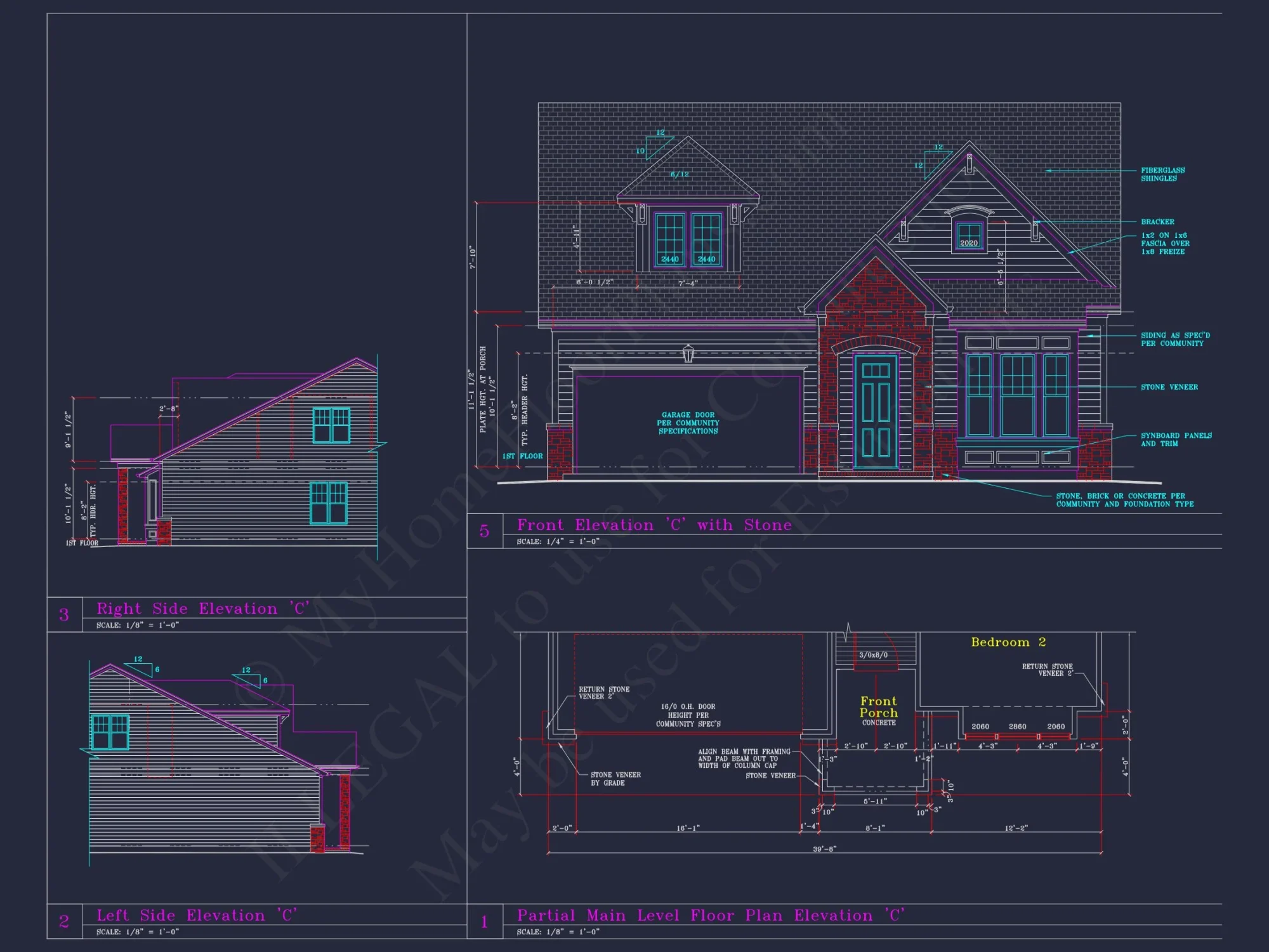 Elegant 2-Story house Plan with 6 Elevations and Open Floor Plans