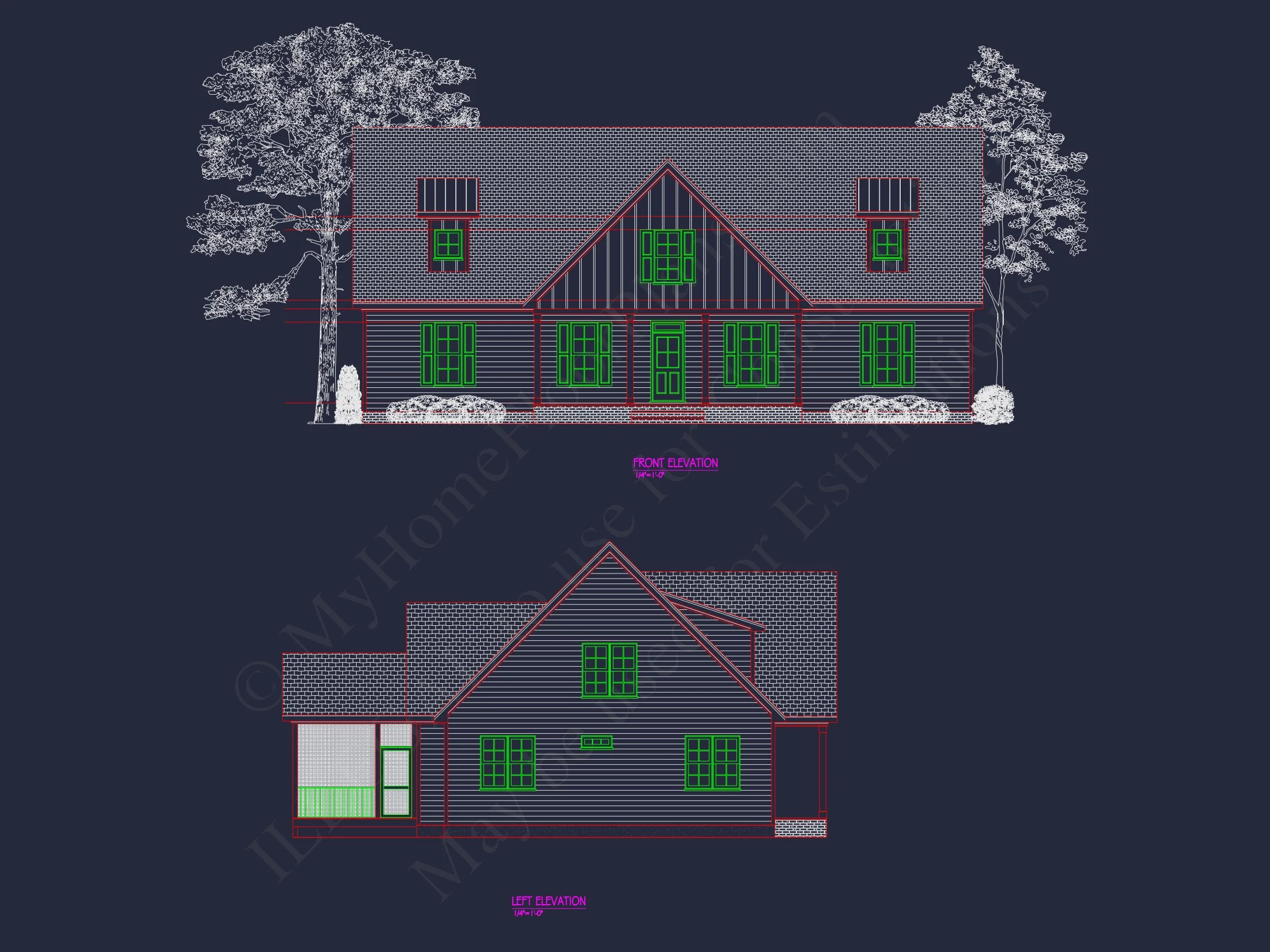 20-1786 HOUSE PLAN - Modern Traditional House Plan with CAD Architectural Designs 2 Modern Traditional house Plan with CAD Architectural Designs
