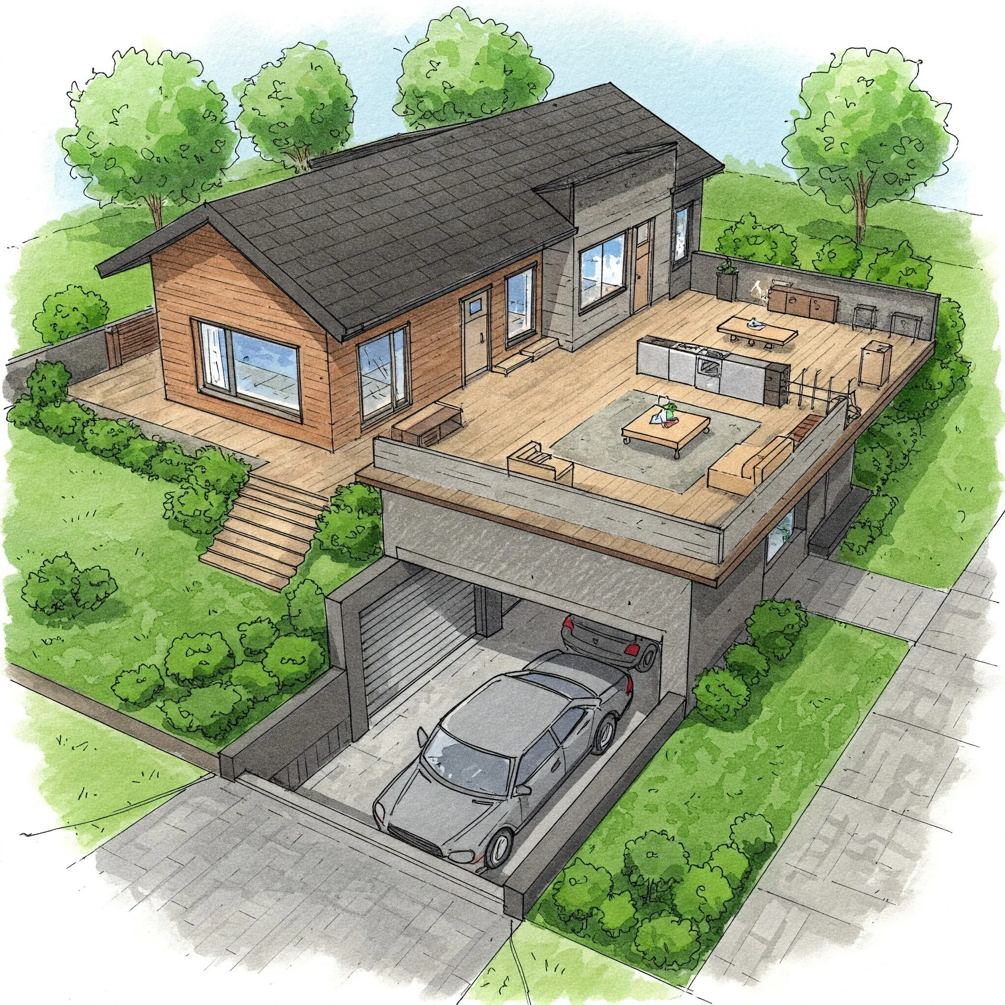 House Plans with Basement Garage