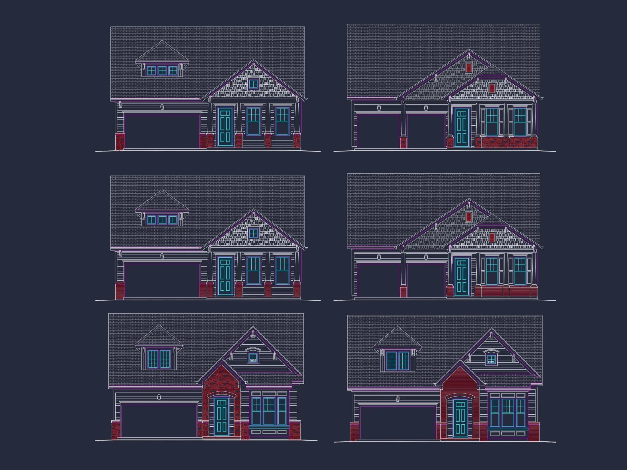 Elegant 2-Story House Plan with 6 Elevations and Open Layout