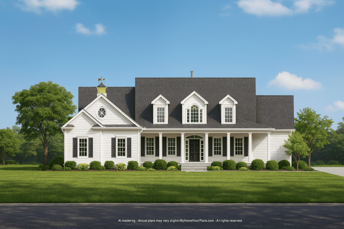 Elegant Colonial House Plan with CAD Blueprints and 3-Bedroom Comfort