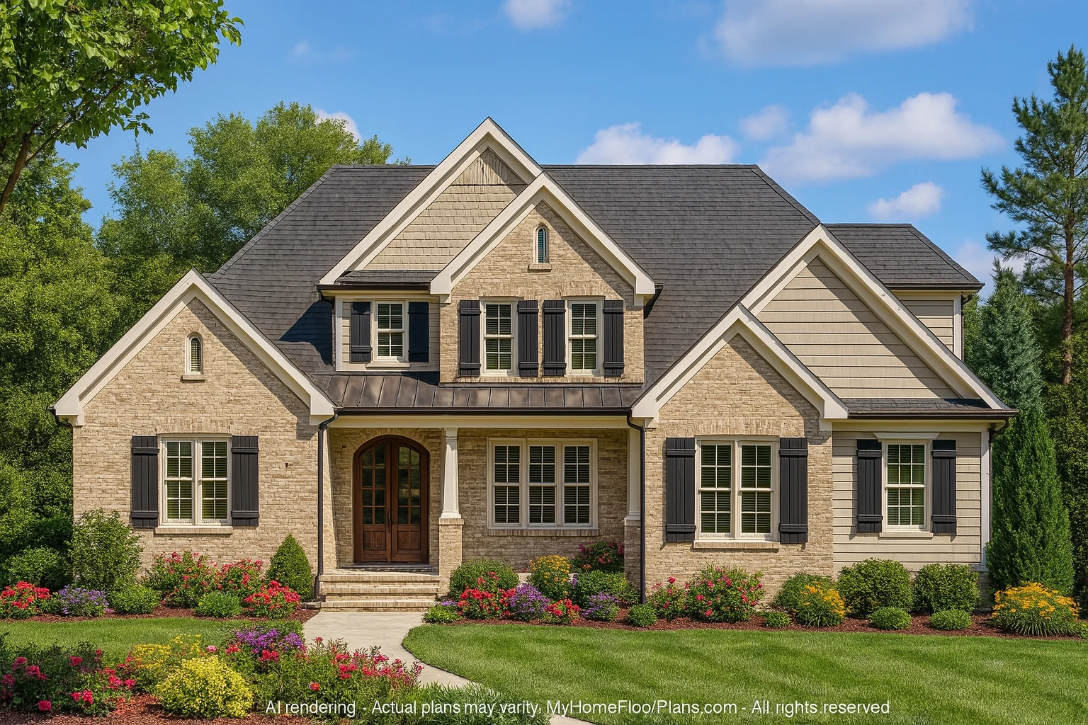 14-1440 HOUSE PLAN - Beautiful House Floor Plan with CAD Designs and Blueprints 2 Beautiful 2-Story House Plan with Screened Porch & 3-Car Garage