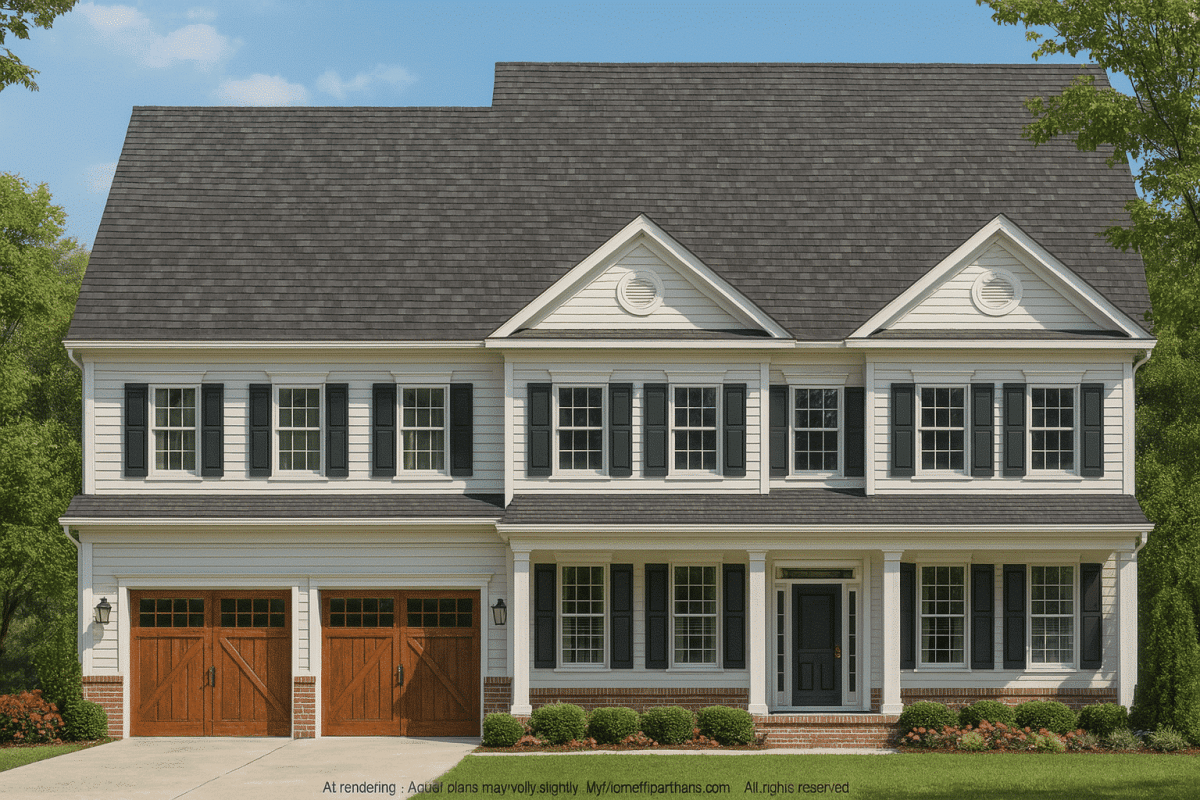 Traditional 4 Bedroom Home Plan with 2 Car Garage Floor Plans & Blueprints (2)