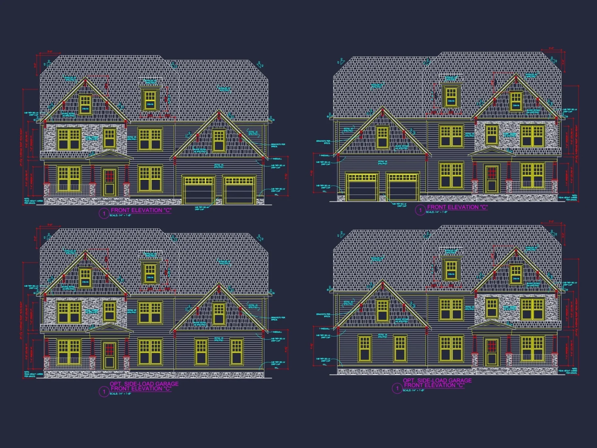 Spacious 2-Story Home Plan with CAD Designs and 4 Elevations