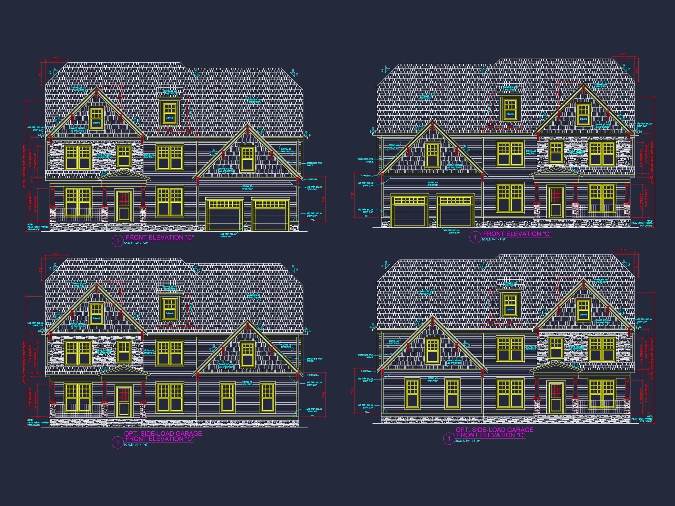 Spacious 2-Story Home Plan with CAD Designs and 4 Elevations