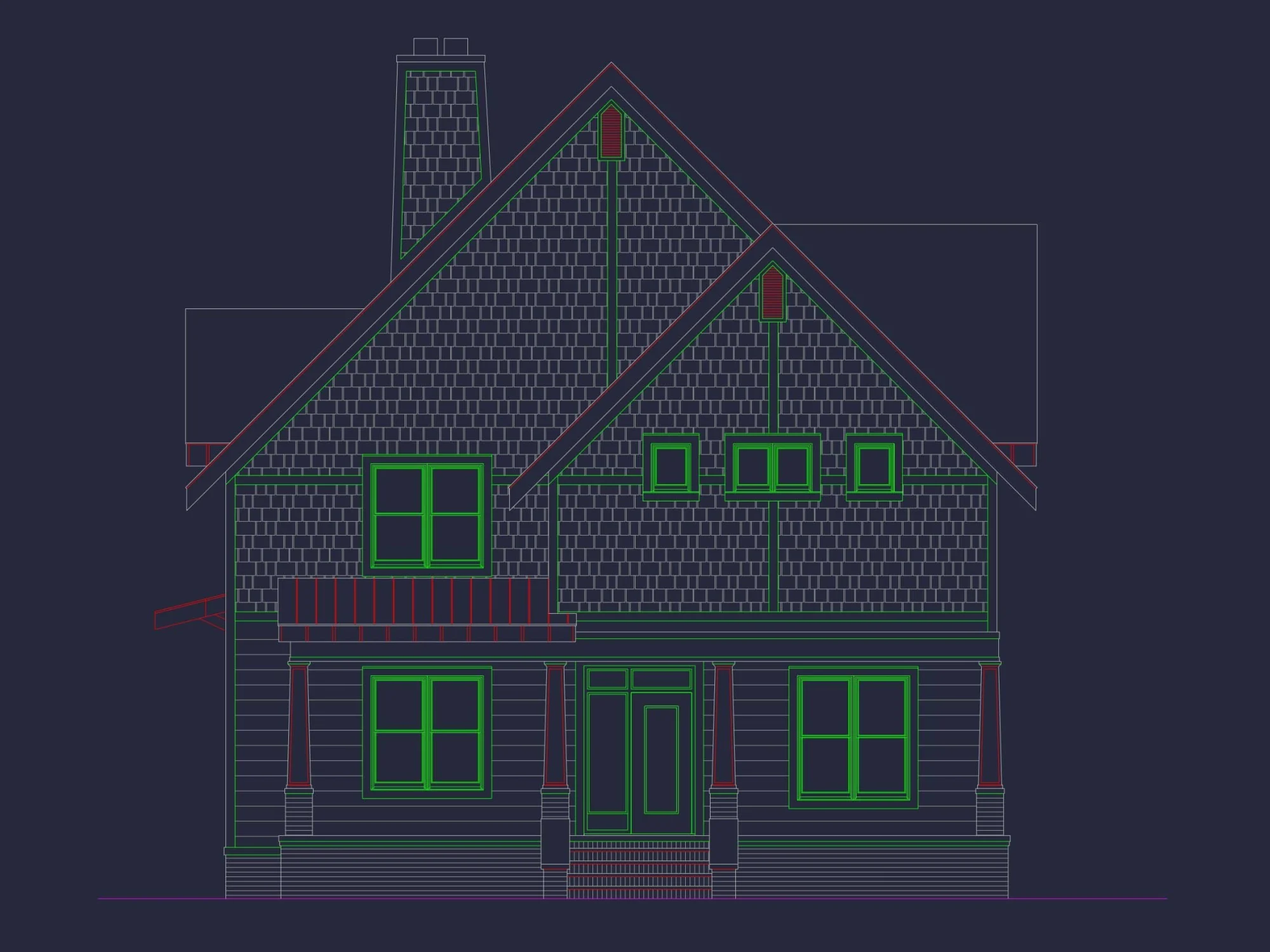 Craftsman-Home-Plan-w2-Story4-Bed3-Bath-2-Car-Garage-Blueprint