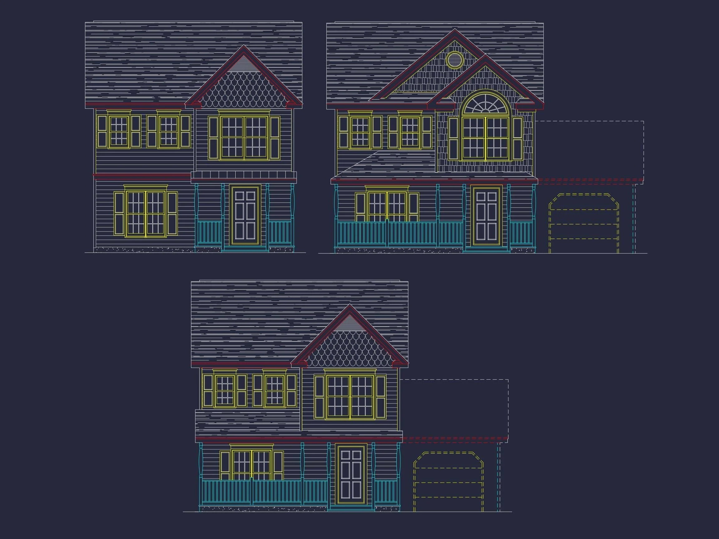 8-1474 HOUSE PLAN - Modern House Floor Plan with 2-Story CAD Blueprint Designs 2 8-1474 HOME PLAN