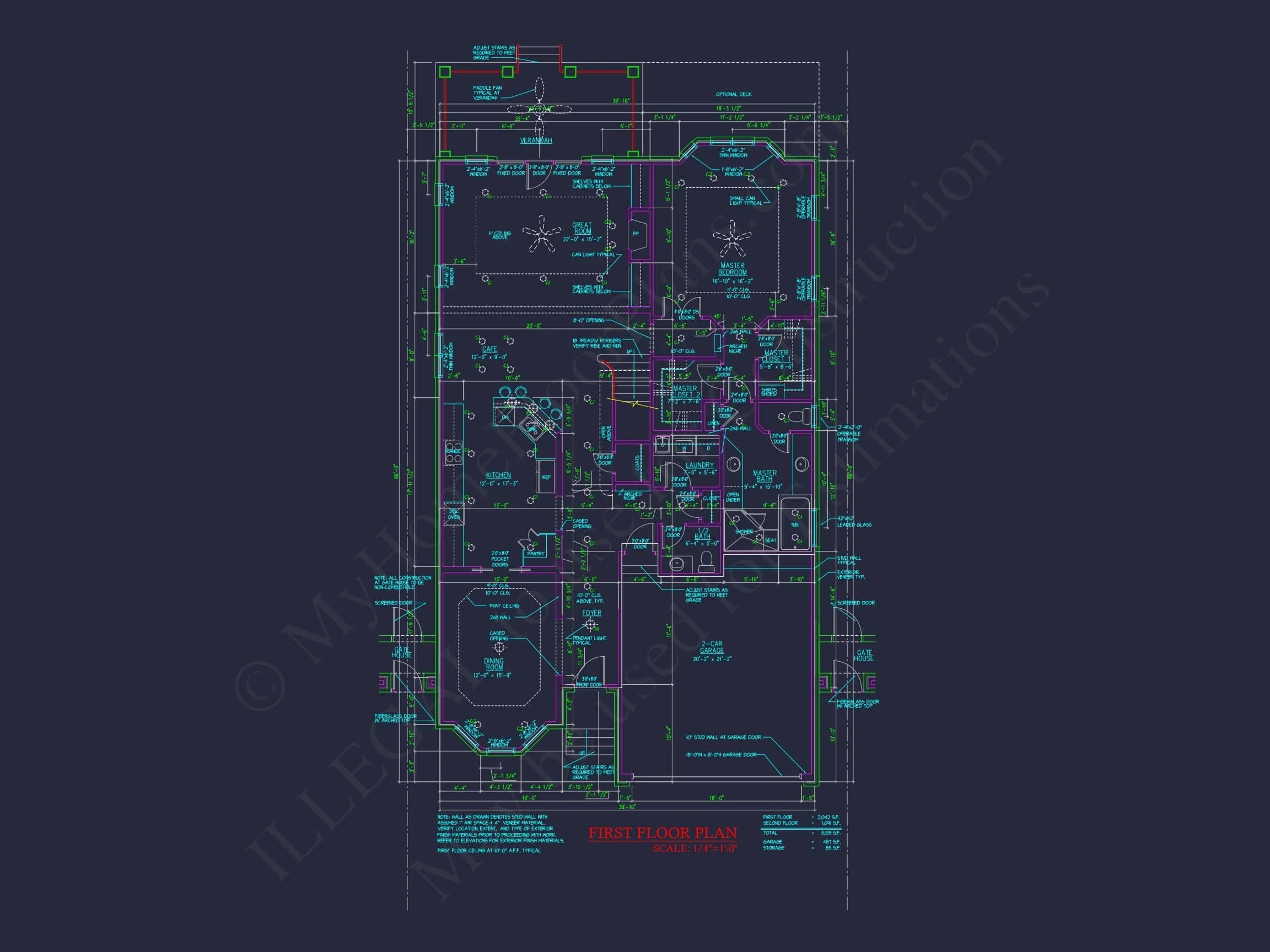 9-1865 HOUSE PLAN - Craftsman House Plan with 2 Floors, CAD Designs & Blueprint 34 9-1865 HOME PLAN