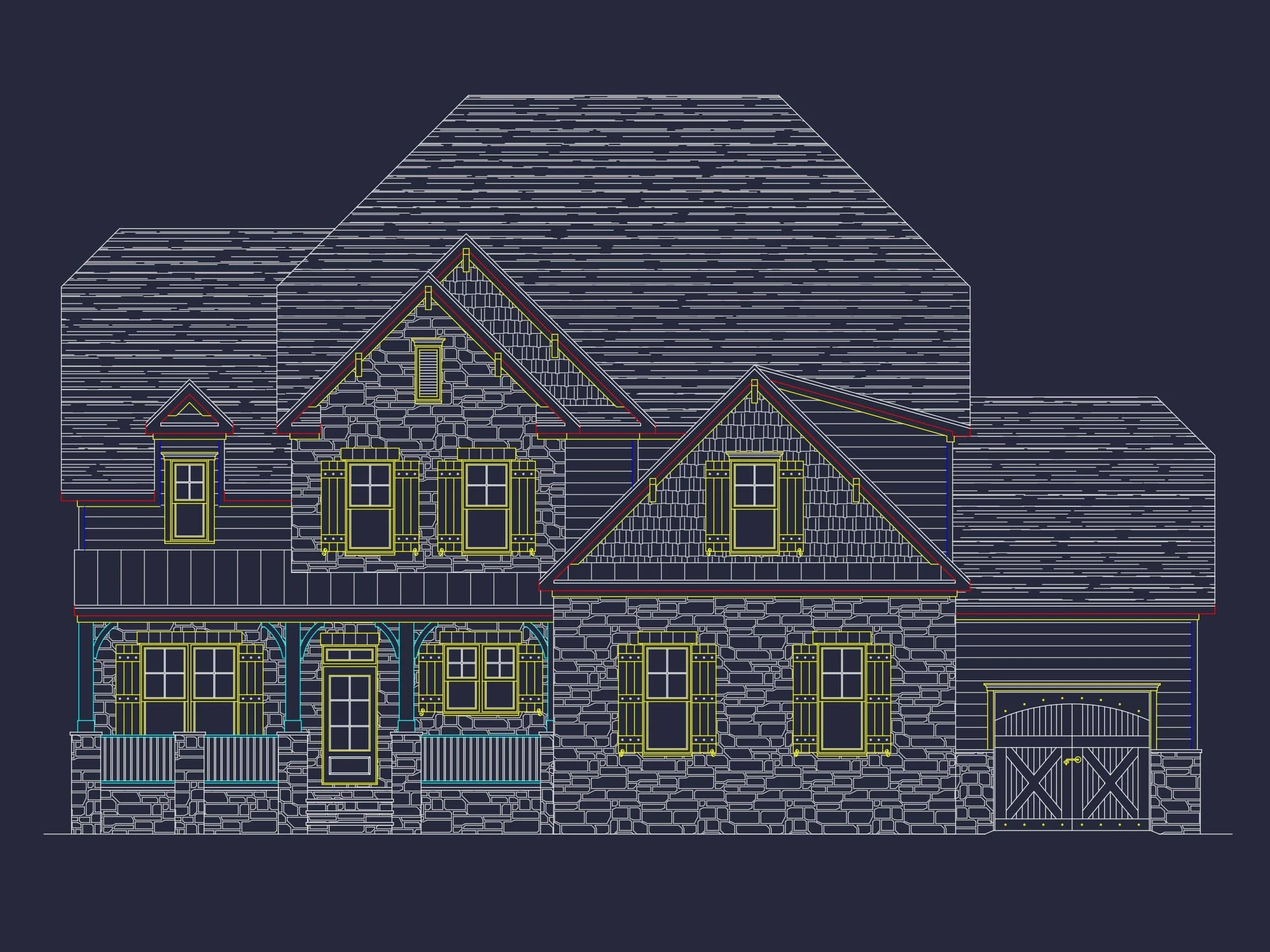 15-1486 HOUSE PLAN - Luxury House Plan with Floor Plans, CAD Architecture & Design 2 Luxury House Plan with Sloped Lot Design, CAD Blueprints & Grand Layout