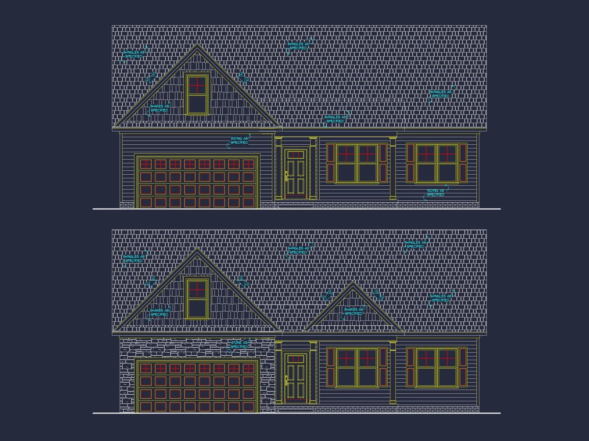 10-1467 HOUSE PLAN - Craftsman House Plan: Floor Plan CAD & Architecture Design 2 Craftsman House Plan with Open Floor Layout and Vaulted Ceilings