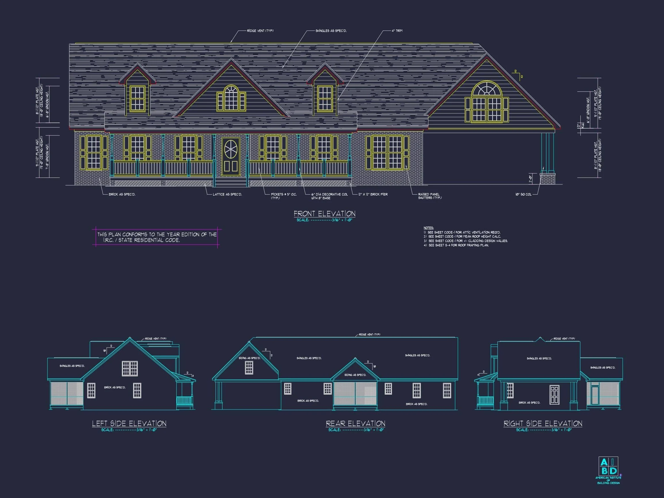 8-1686 HOUSE PLAN - Spacious 2-Story House Plan with CAD Designs & Blueprints 2 Spacious 2-Story Home Plan with Colonial Revival Architecture