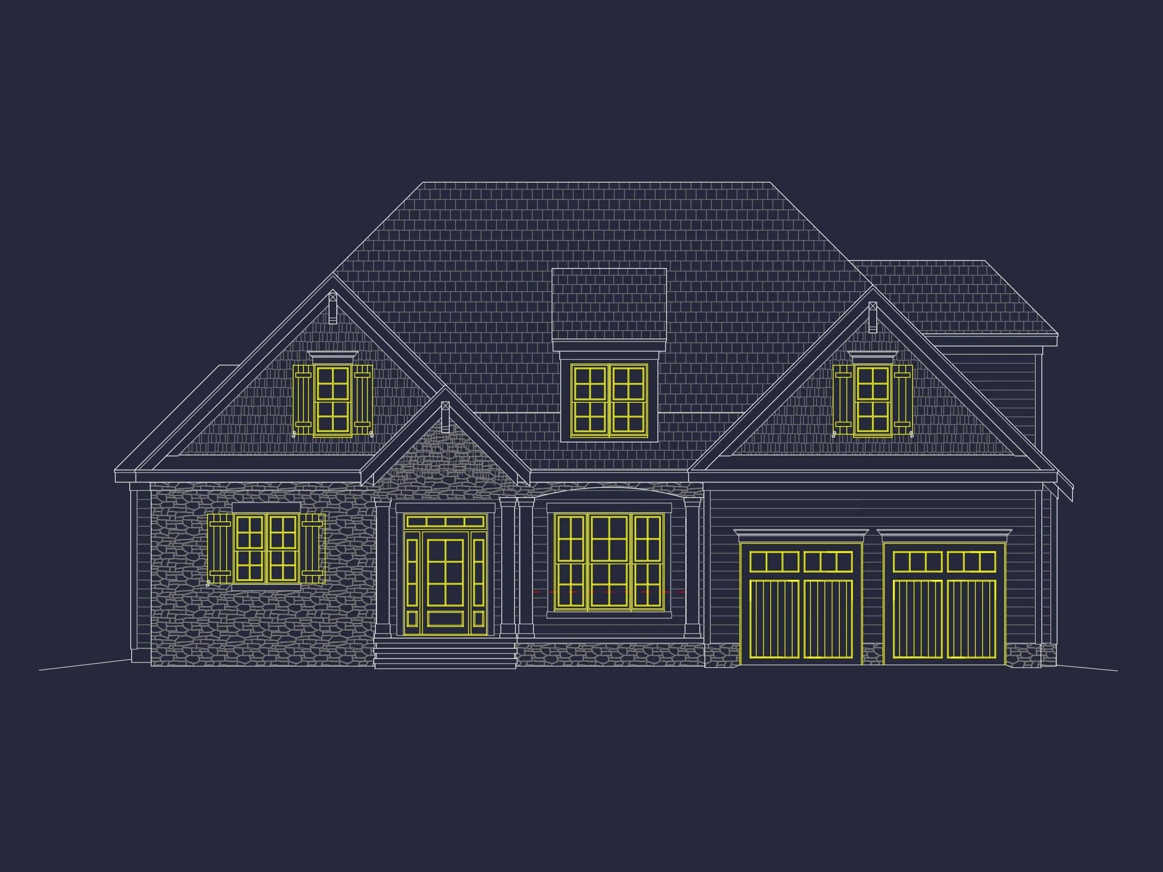 12-2645 HOUSE PLAN - Elegant House Plan with CAD Blueprints and Architectural Designs 3 Elegant 2-Story House Plan with Vaulted Ceilings and Architectural CAD Designs