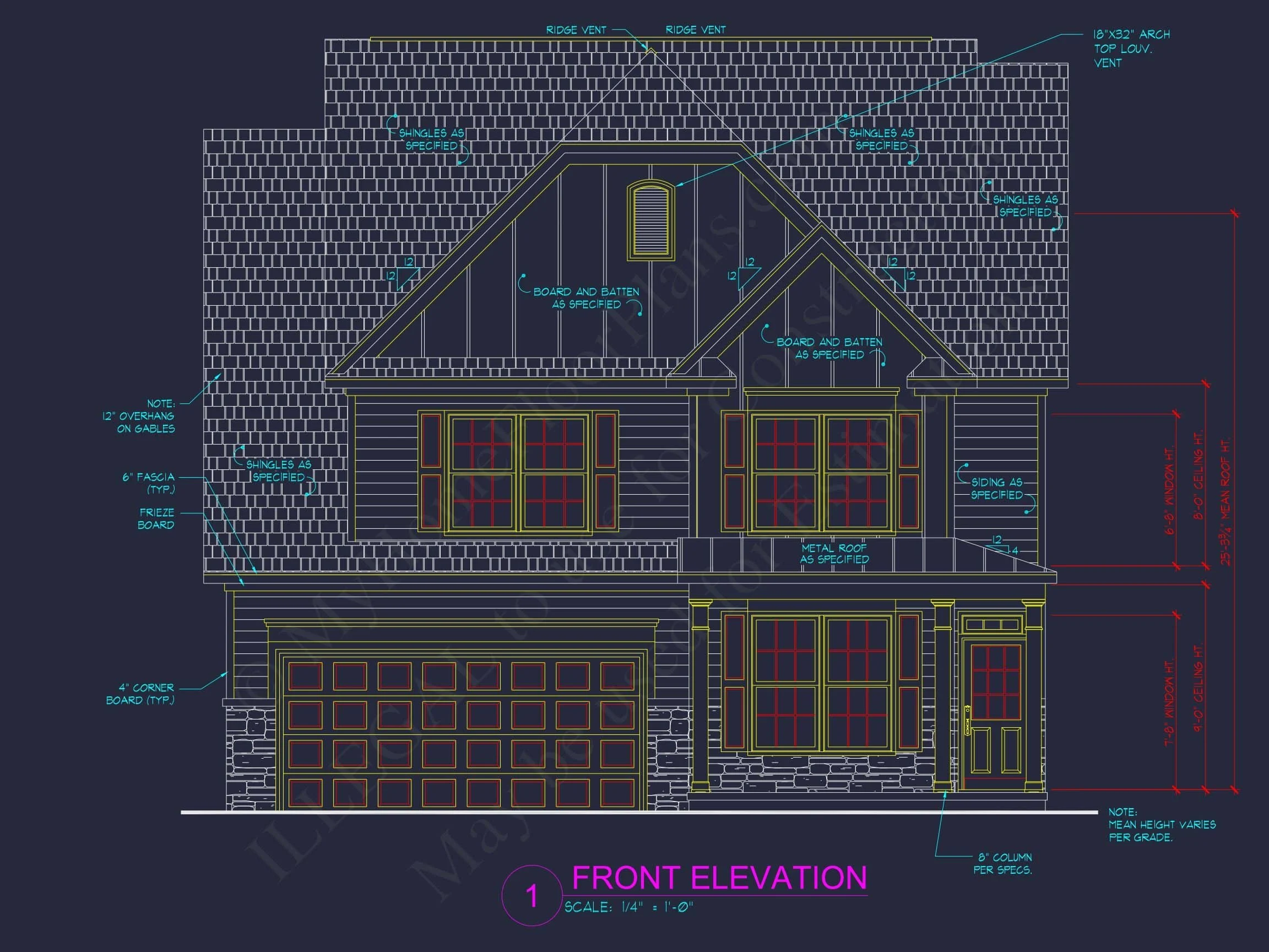 9-1650 HOUSE PLAN - Modern Craftsman House Plan with Detailed Floor Plans and CAD Designs 2 Modern Craftsman Home Plan with 4 Bedrooms, Bonus Room & CAD Blueprints