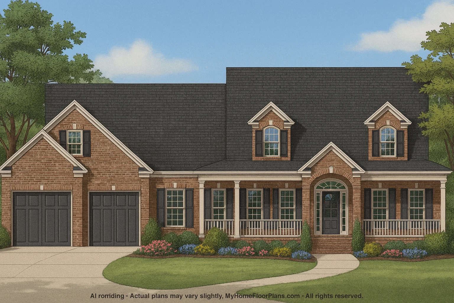 14-1005 HOUSE PLAN - Traditional House Floor Plan with CAD Designs & 3 Garage Bays 2 Traditional Home Floor Plan with CAD Designs & 3 Garage Bays