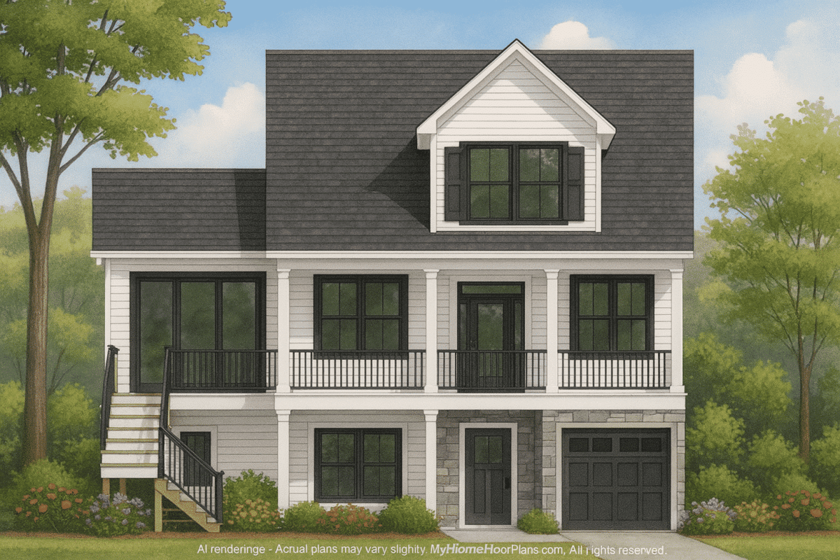 Spacious Beach Home Floor Plan with Modern CAD Designs