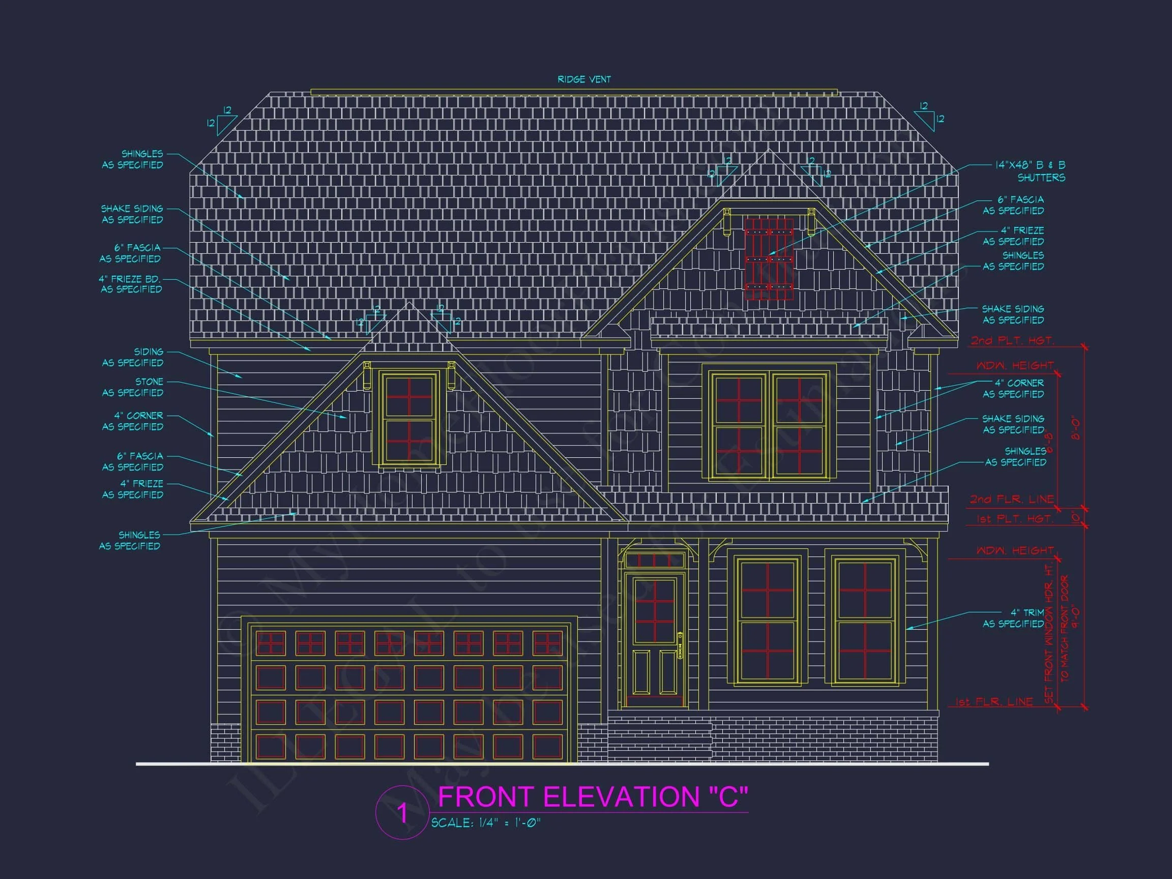 12-1091 HOUSE PLAN - Craftsman House Floor Plan with 2.5 Story Designs & CAD Files 2 Craftsman Home Floor Plan with 2.5 Story Designs & CAD Files