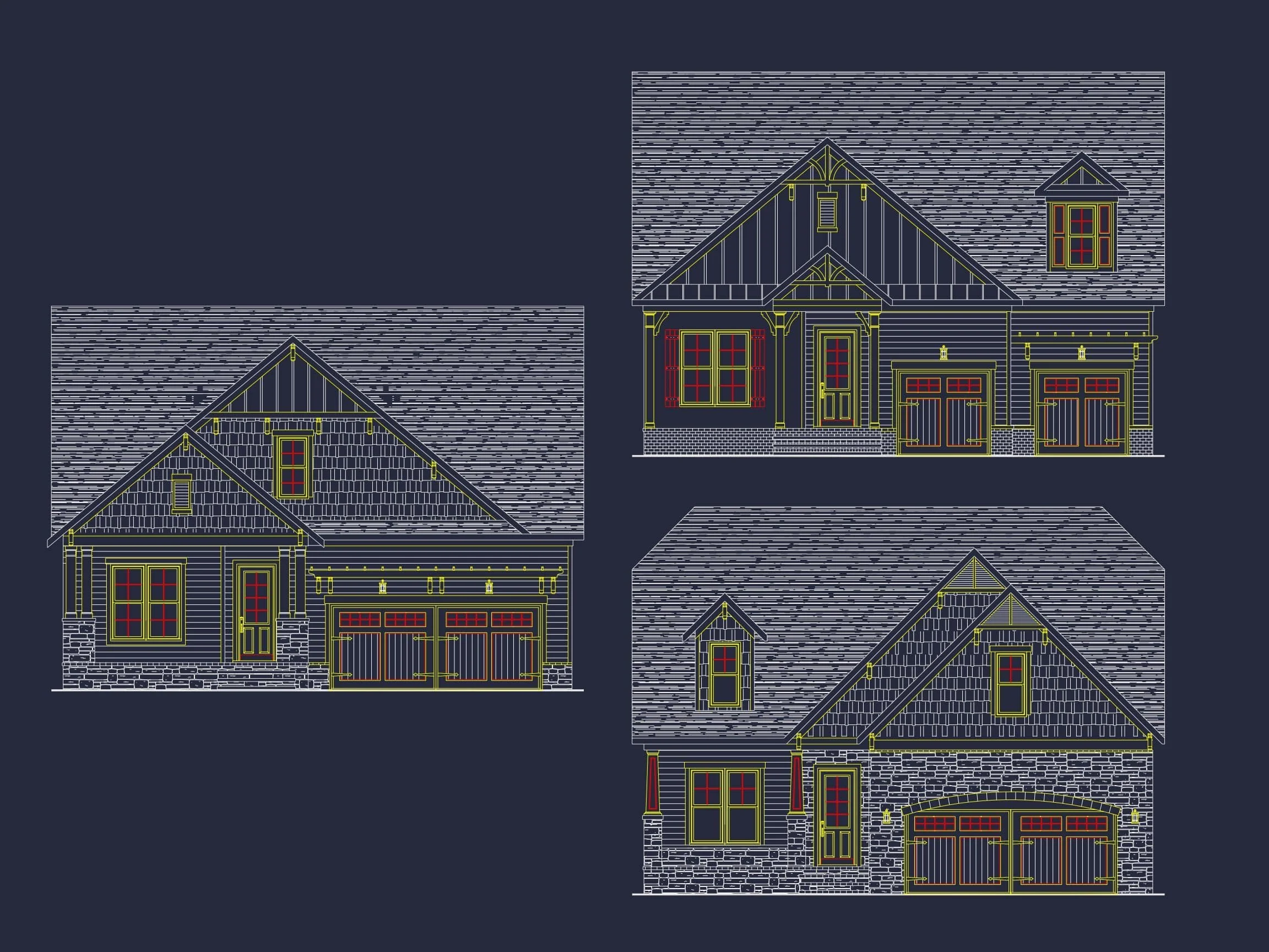 13-1485 HOUSE PLAN - Beautiful House Plan with Architectural Design Blueprints 3 Beautiful Craftsman House Plan with 2 Stories and Detailed CAD Blueprints
