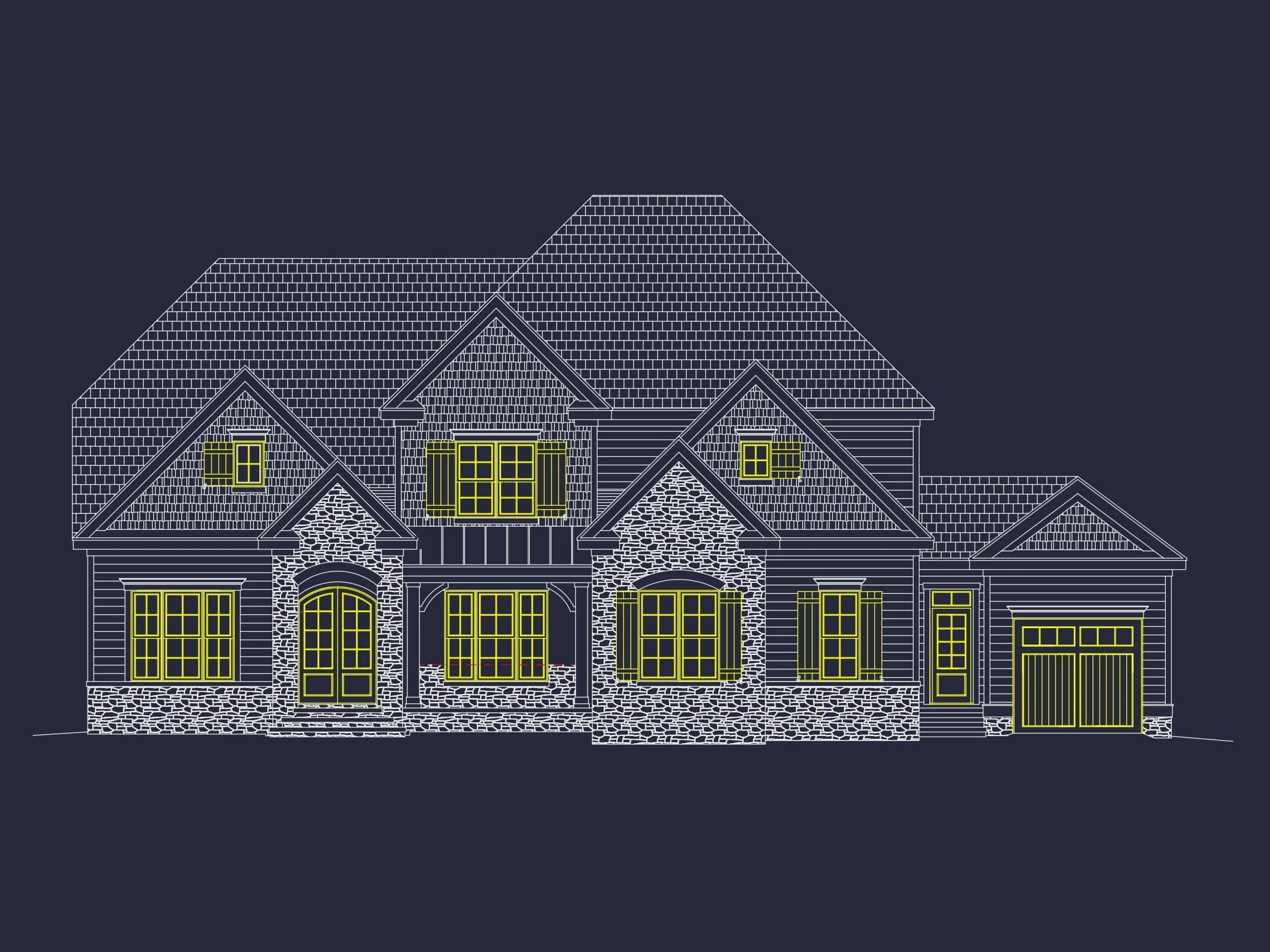 11-1242 HOUSE PLAN - Elegant House Plan with Detailed Blueprint Designs and CAD Architecture 2 Elegant 3-Story House Plan with Detailed Blueprint and CAD Architecture