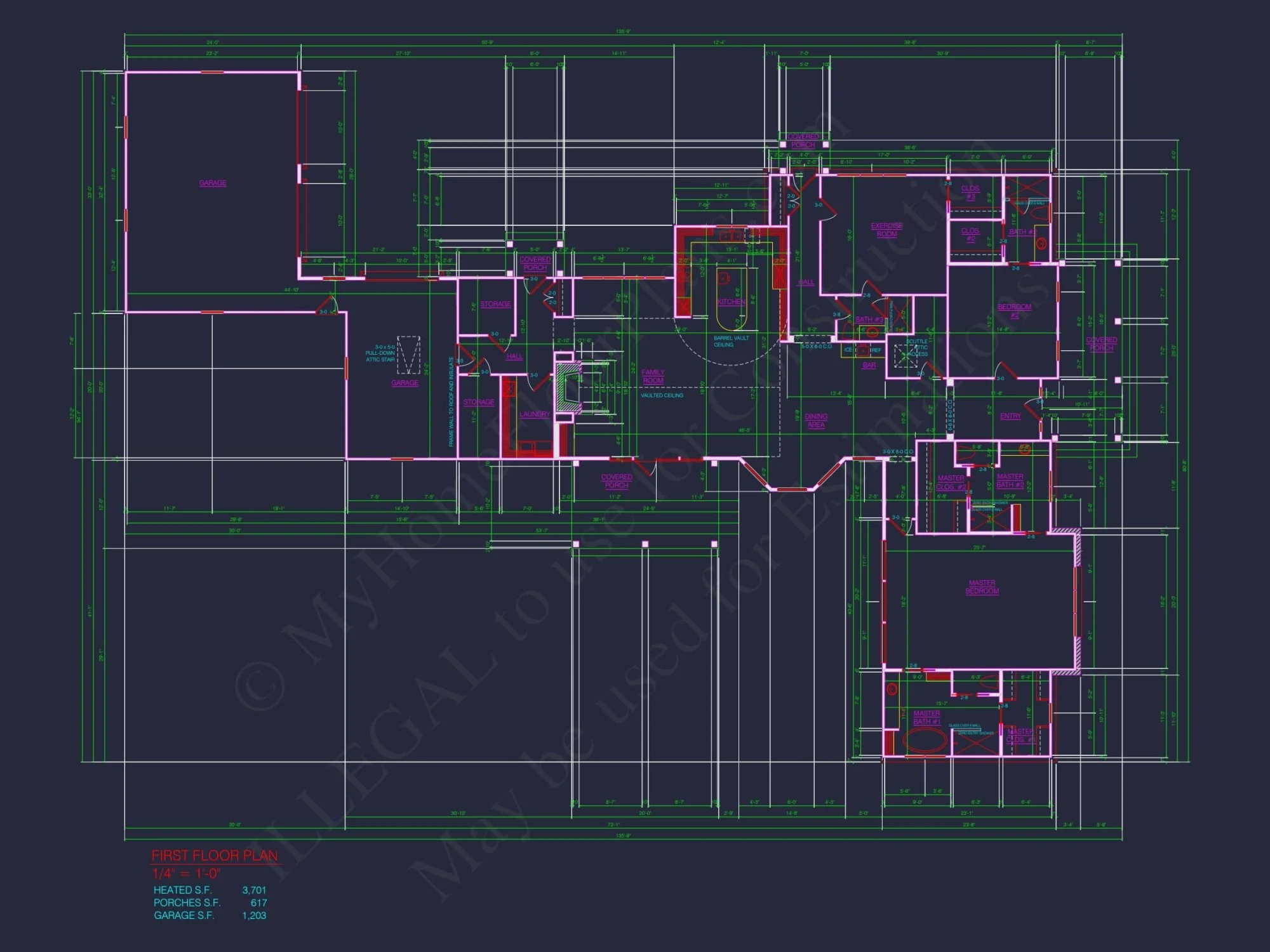 Elegant One-Story House Plan with Spacious Layout and 3,701 Heated Sq. Ft.