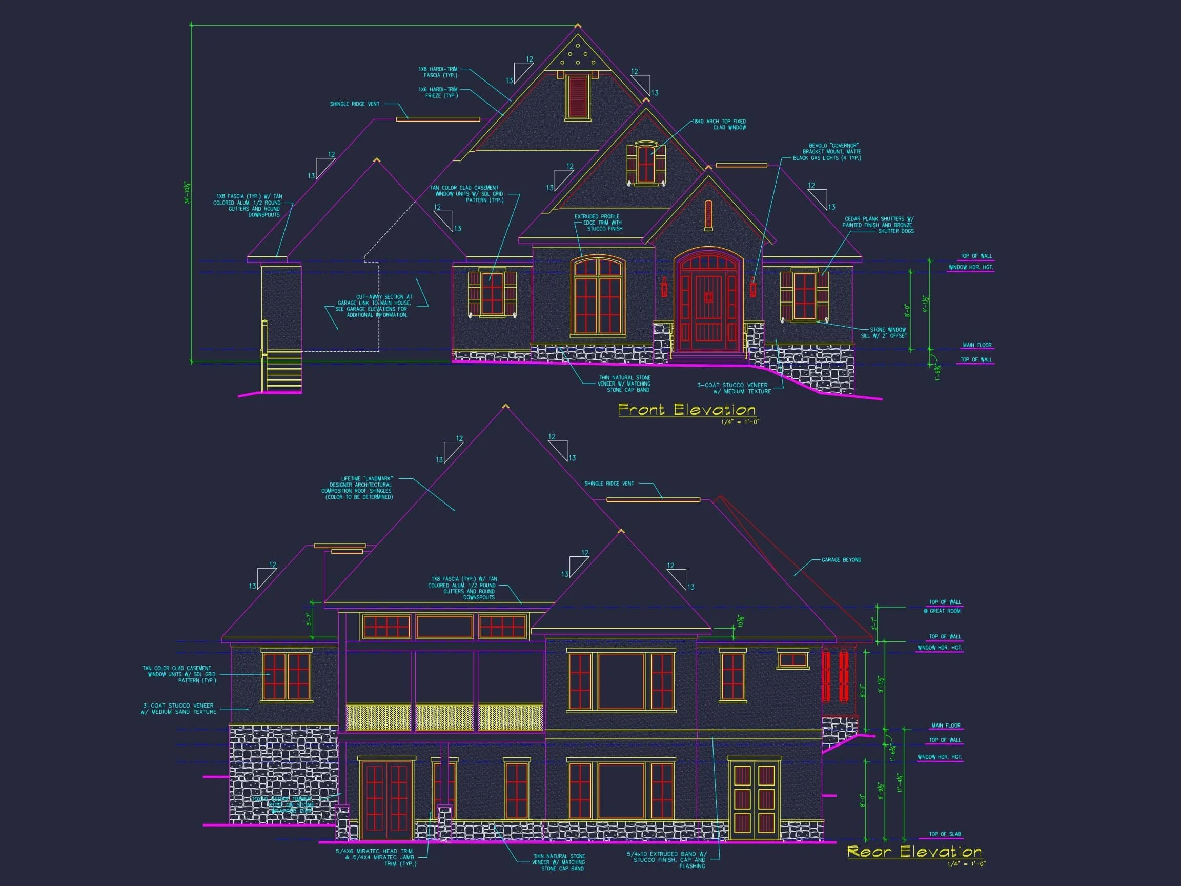 17-1606 HOUSE PLAN - Elegant 2-Story House Plan with Spacious Floor Designs & CAD 2 Elegant 2-Story House Plan with Vaulted Ceilings & CAD Blueprints
