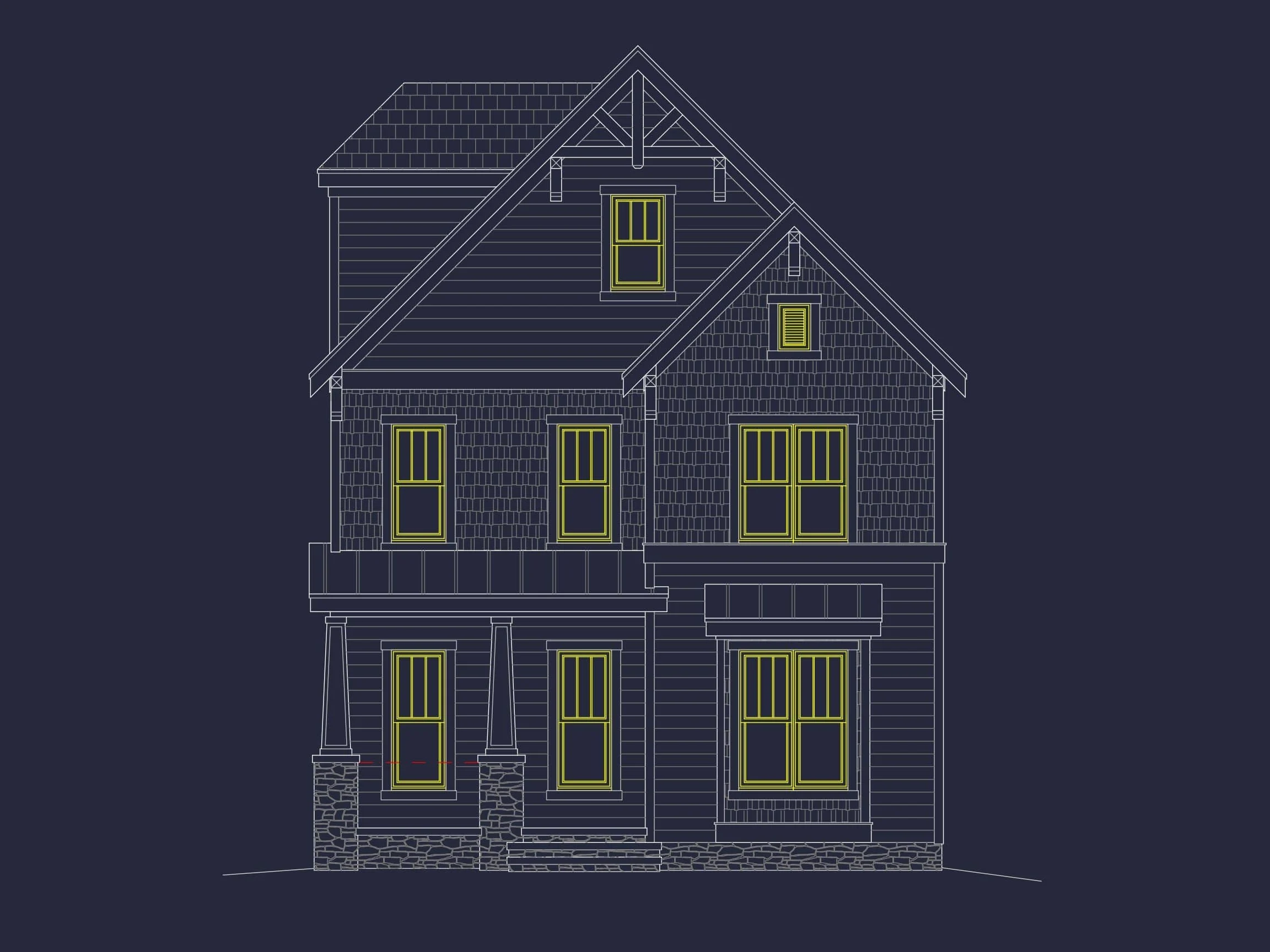 13-2032 HOUSE PLAN - Customizable House Plan | 3D Floor Plan and CAD Designs 3 Customizable 3-Story Craftsman House Plan with 3D Floor Layout