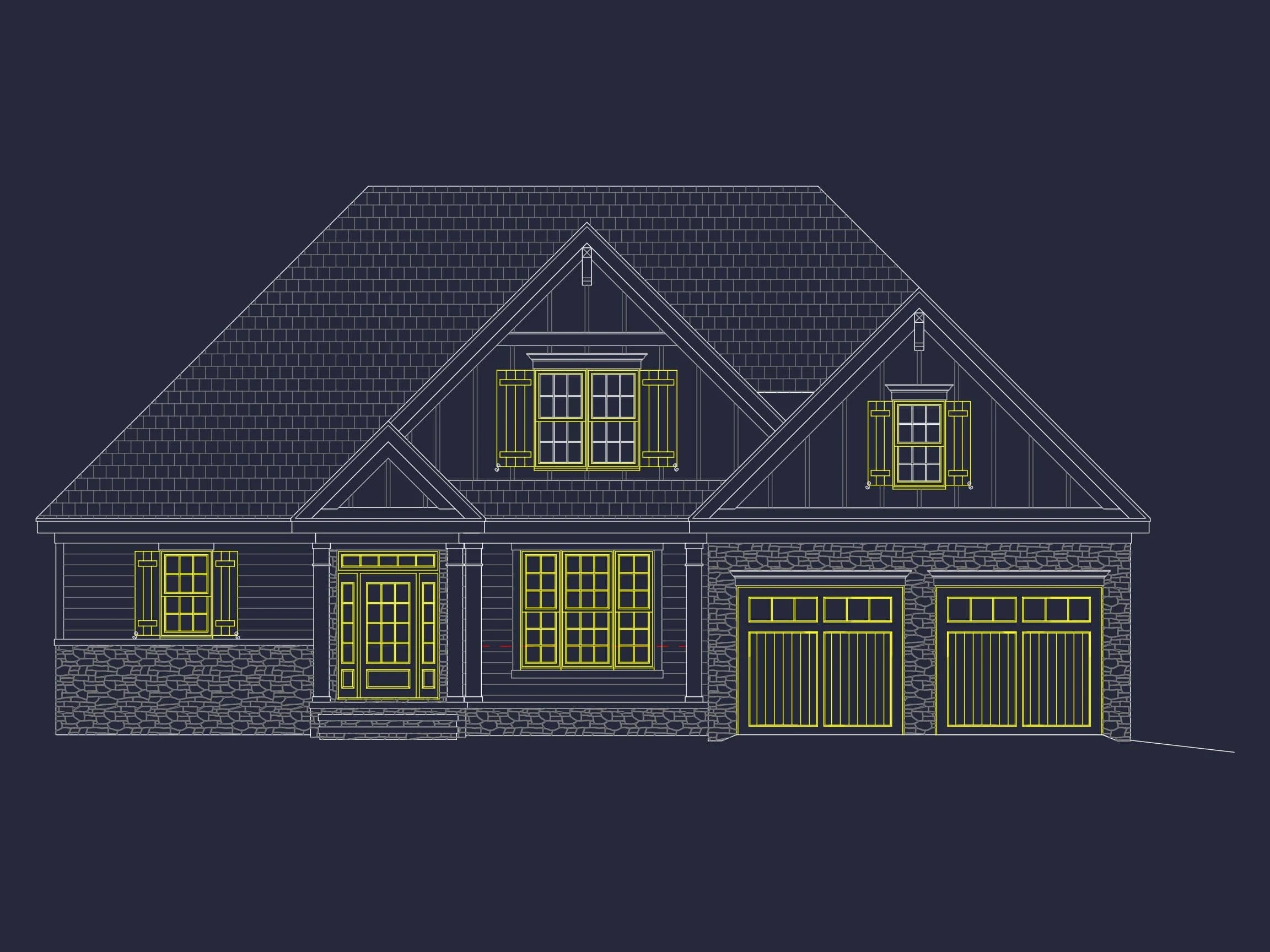 11-1692 HOUSE PLAN - Craftsman House Floor Plan: Elegant 2-Story CAD Designs 3 Craftsman Home Floor Plan: Elegant 2-Story CAD Designs