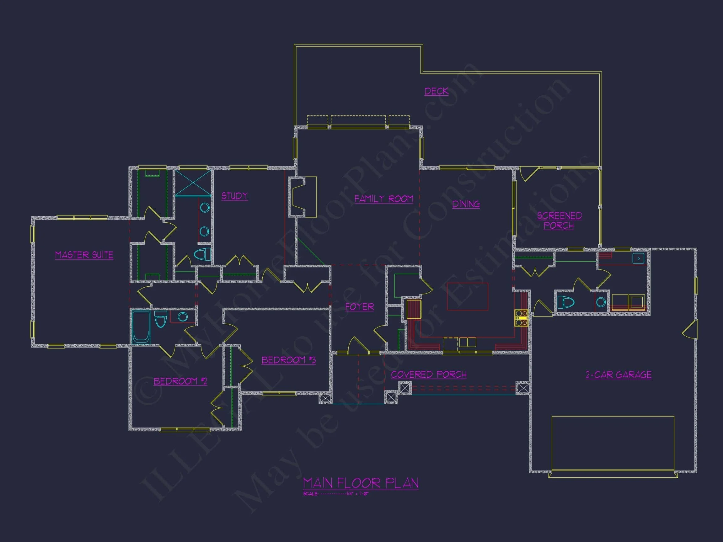 14-1921 HOUSE PLAN - Craftsman Ranch Home Plan - 3-Bed, 3-Bath, 2449 SF 4 Custom Ranch-Style House Plan with Open Layout and Vaulted Ceilings