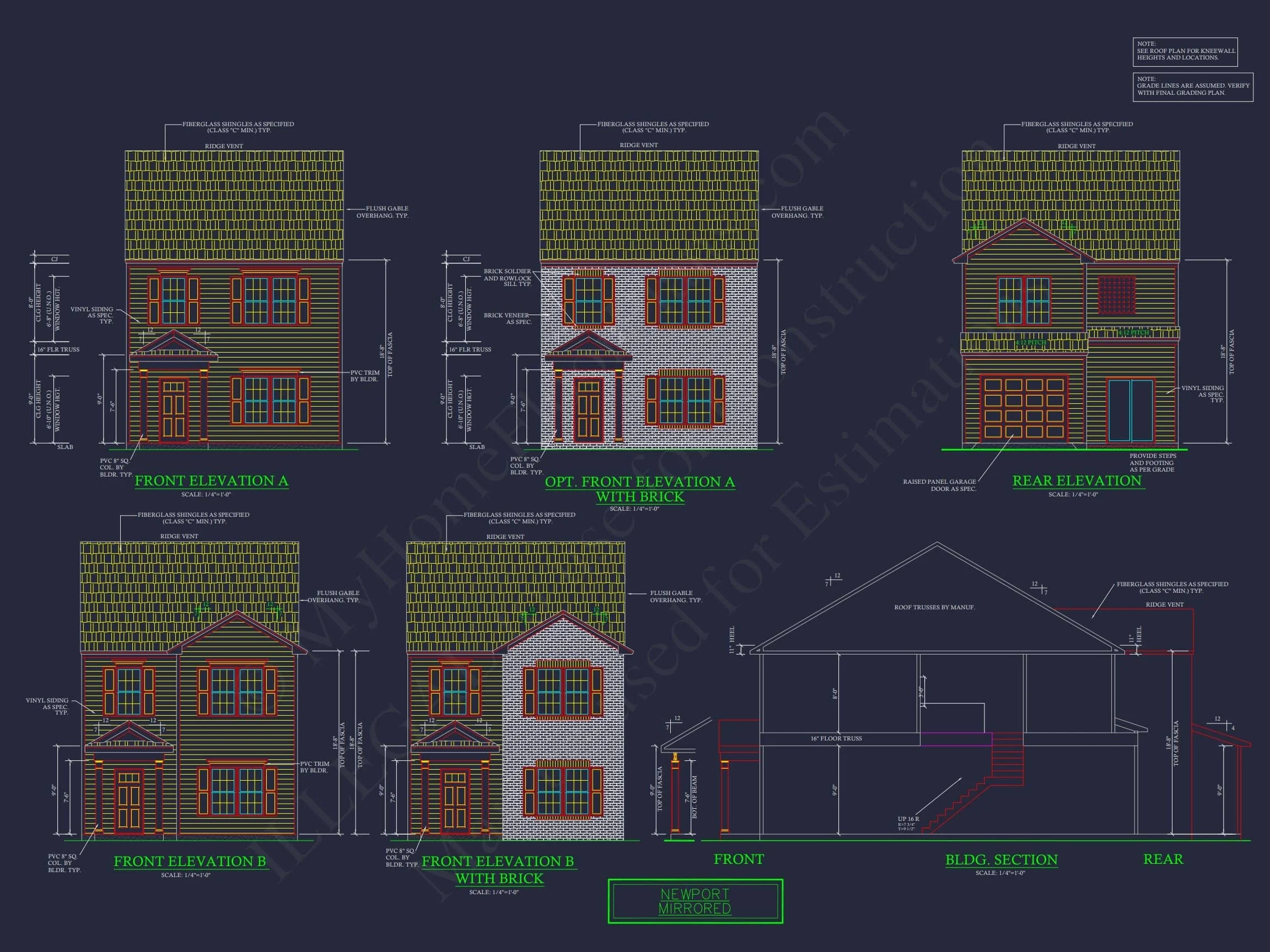 11-1083-2 7-UNIT TOWNHOUSE PLAN - Colonial Townhouse Plan with Spacious Layout and CAD Designs 24 Colonial Townhome Plan with Spacious Layout and CAD Designs