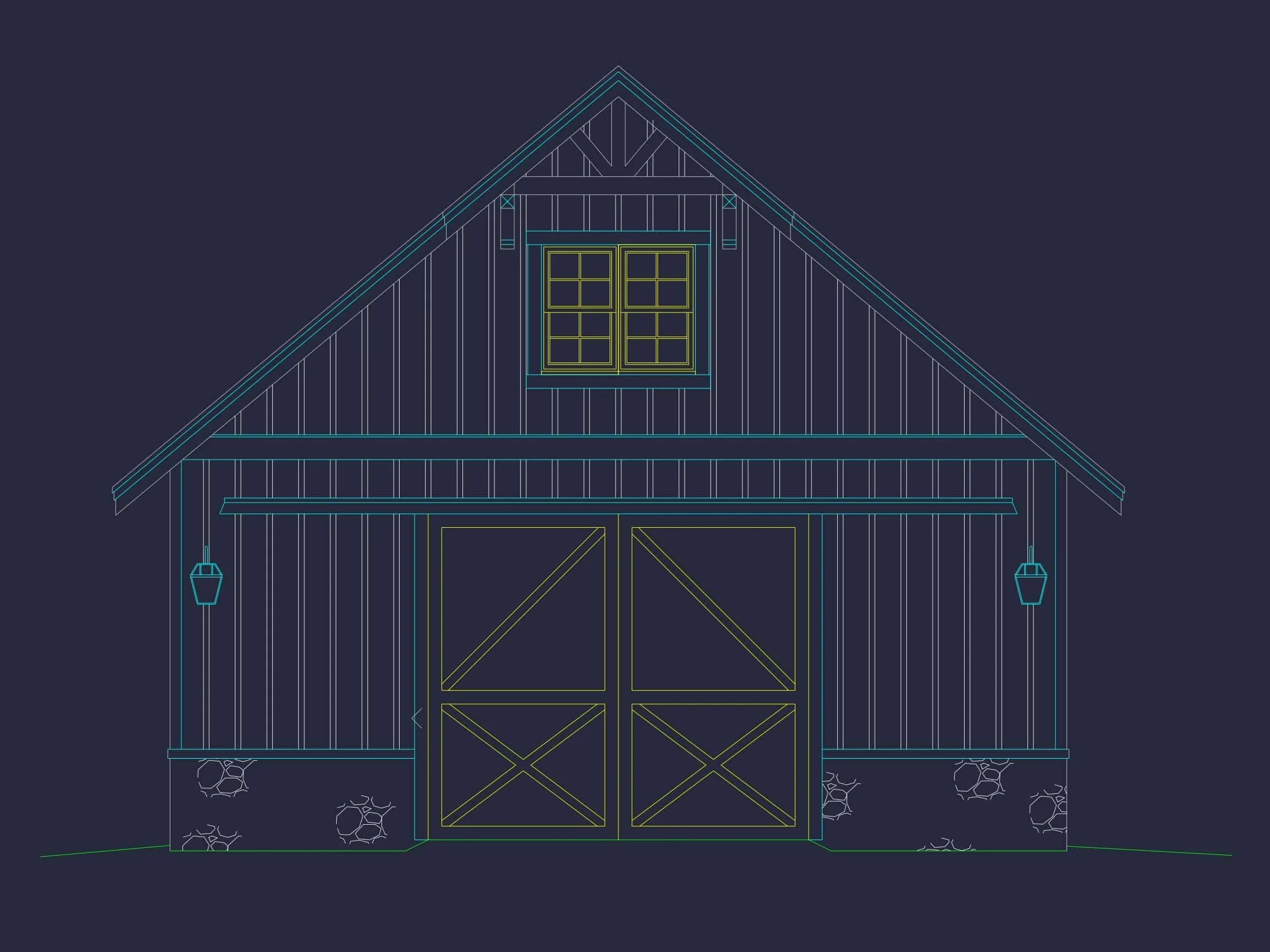 16-1164 HOUSE PLAN - Barn-Style Floor Plan with 2 Garage Bays and Workshop Space 2 Barn-Style Floor Plan with 2 Garage Bays and Workshop Space