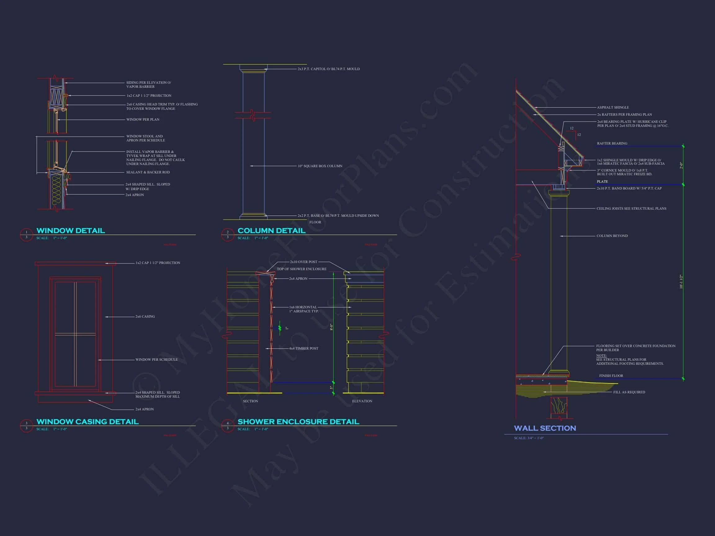 20-1936 HOUSE PLAN - Charming Pool House Floor Plan | Traditional CAD Blueprint 8 Charming Pool House Floor Plan with Craftsman Touch