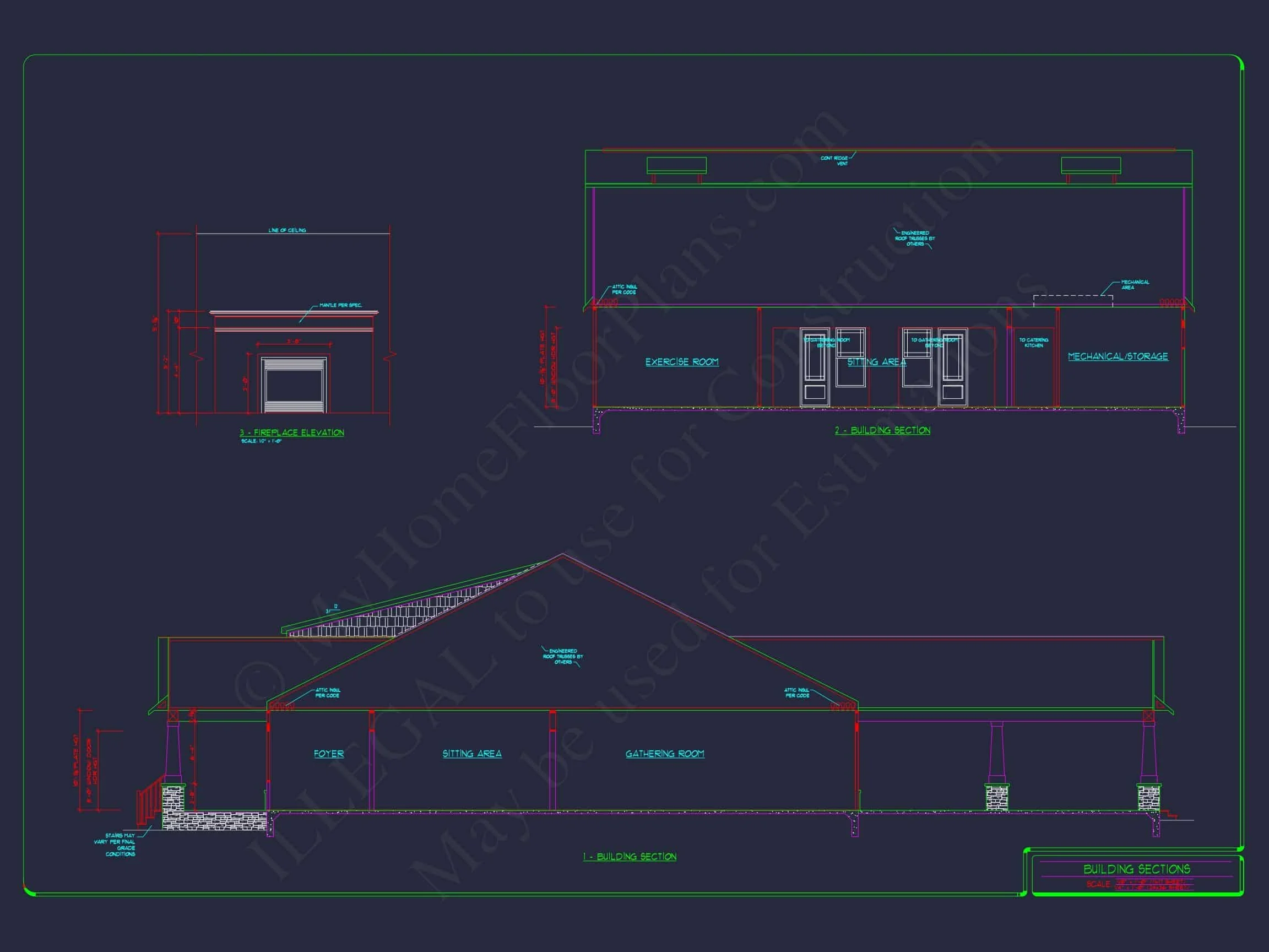 15-1533 CLUBHOUSE PLAN - Charming Traditional House Plan with Floor Blueprint 10 Elegant Clubhouse Floor Plan with Traditional Architecture
