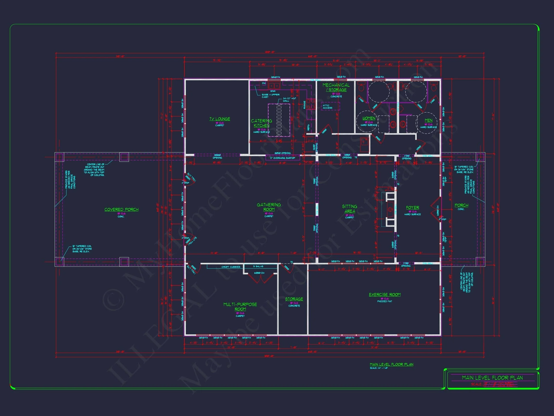 15-1533 CLUBHOUSE PLAN - Charming Traditional House Plan with Floor Blueprint 12 Elegant Clubhouse Floor Plan with Traditional Architecture