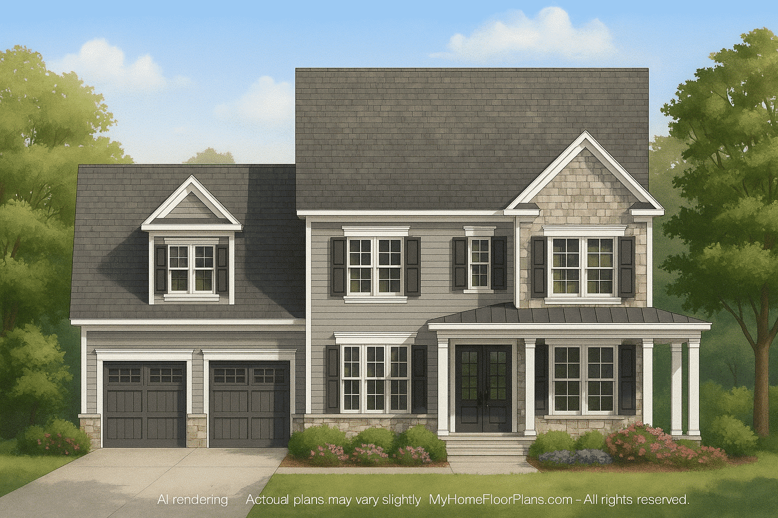 11-1039 HOUSE PLAN - Modern House Floor Plan with Detailed CAD Architecture Designs 2 IMPORTANT Make the house as realistic as possible, landscape orientation, and display entire house. Do not off right or left side of house!
