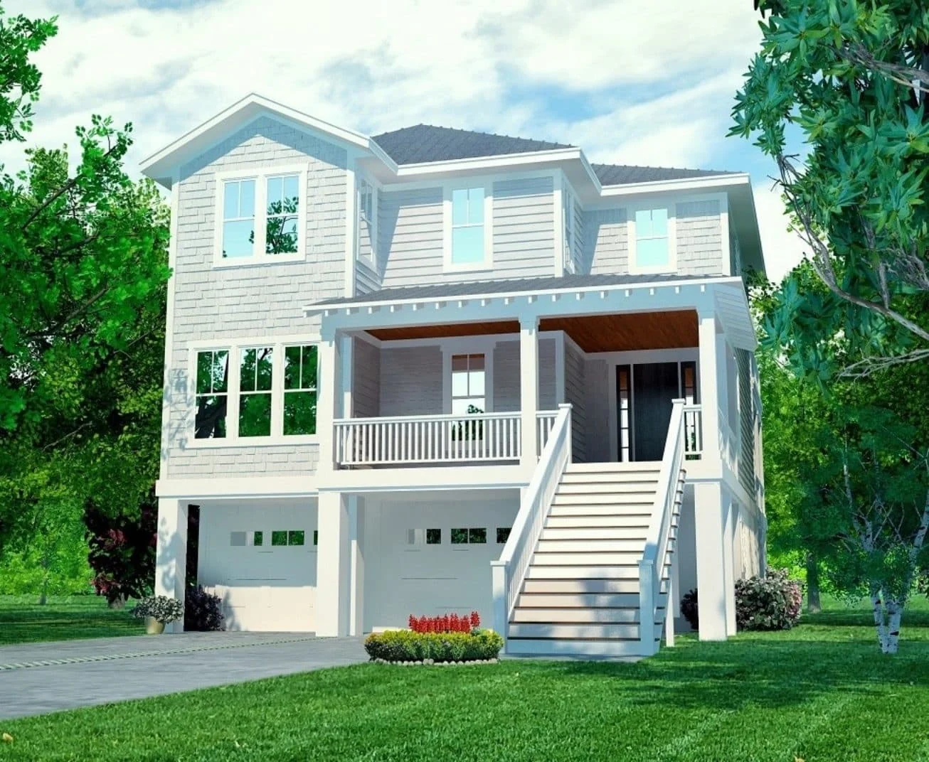 18-1726 HOUSE PLAN - Coastal House Plan with 4 Bedrooms, 3 Baths & CAD Designs 3 Coastal Home Plan with 4 Bedrooms, 3 Baths & CAD Designs