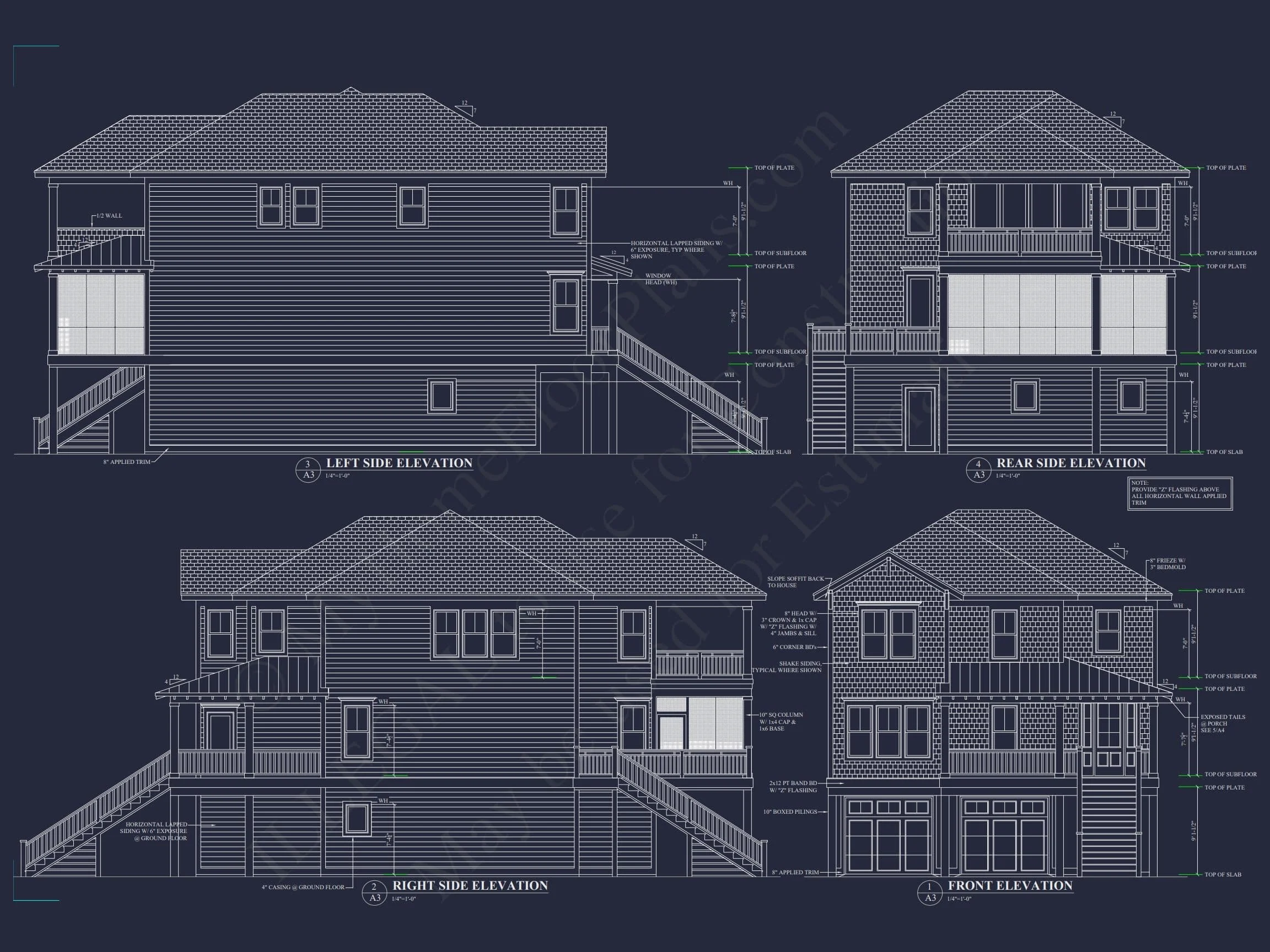 18-1726 HOUSE PLAN - Coastal House Plan with 4 Bedrooms, 3 Baths & CAD Designs 10 Coastal Home Plan with 4 Bedrooms, 3 Baths & CAD Designs
