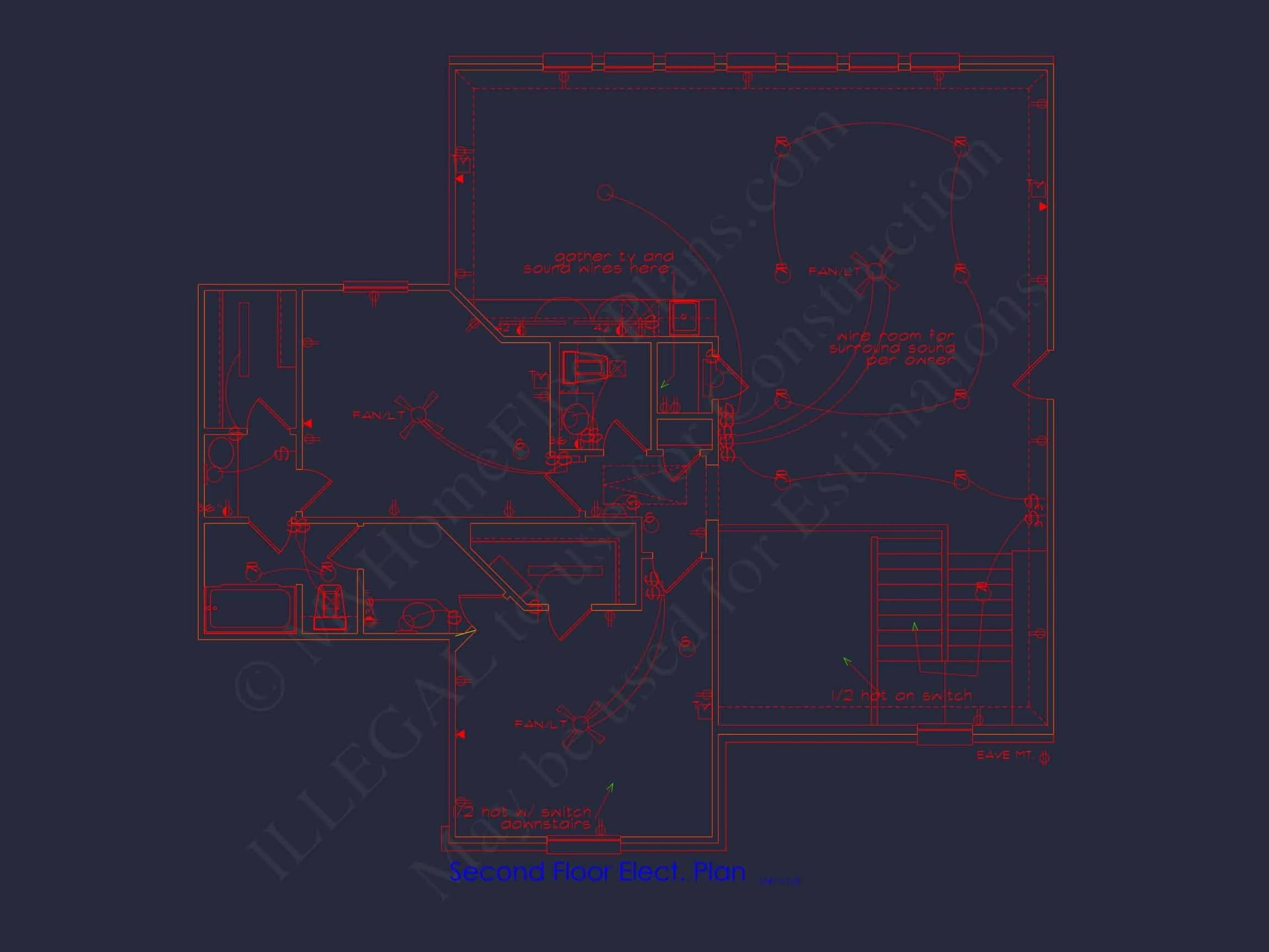 9-1708 HOUSE PLAN - Modern House Floor Plan Blueprint with CAD Designs – 4 Beds, 2 Stories 8 Modern 2-Story House Plan with 4 Bedrooms and CAD Blueprints